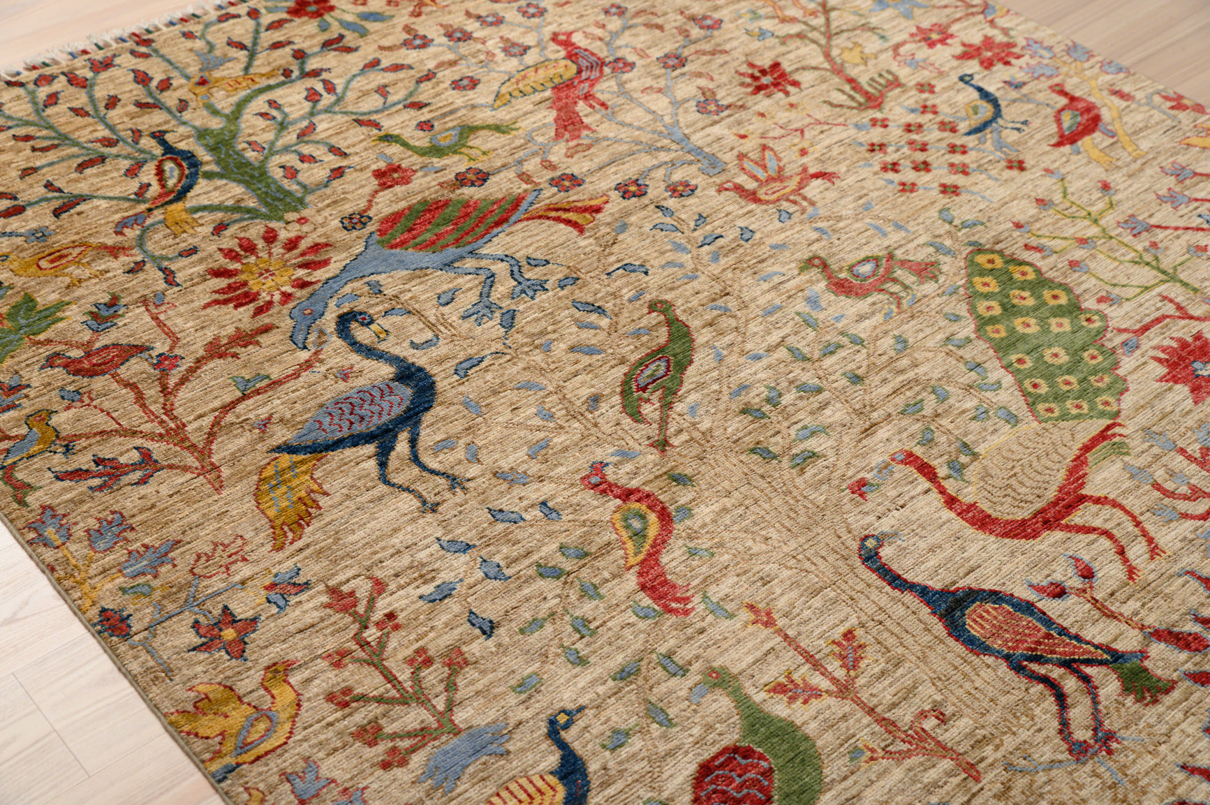 Cream Afghan Pictorial Chobi Wool Rug 232cm x 170cm