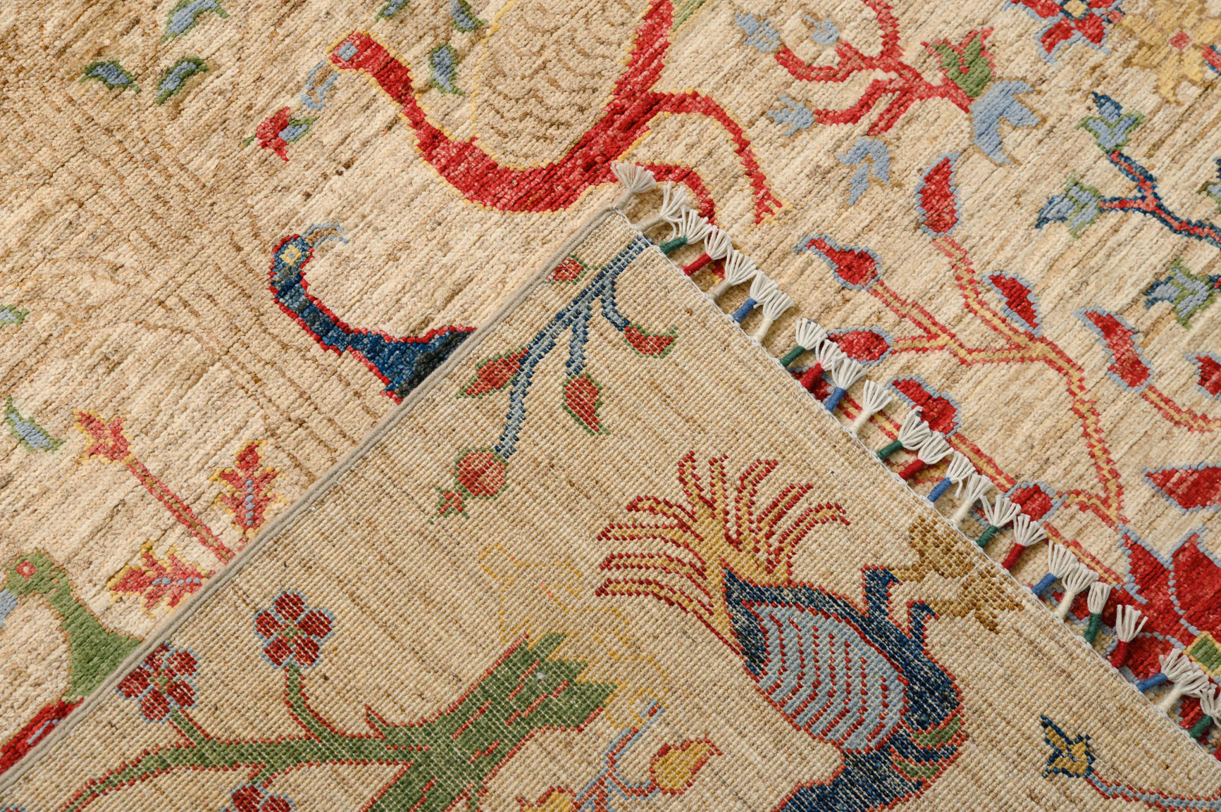 Cream Afghan Pictorial Chobi Wool Rug 232cm x 170cm