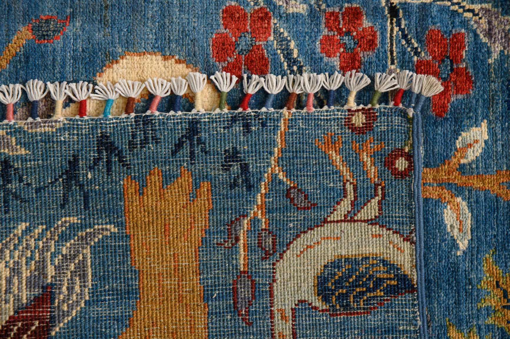 Blue Afghan Pictorial Chobi Wool Runner 303cm x 83cm