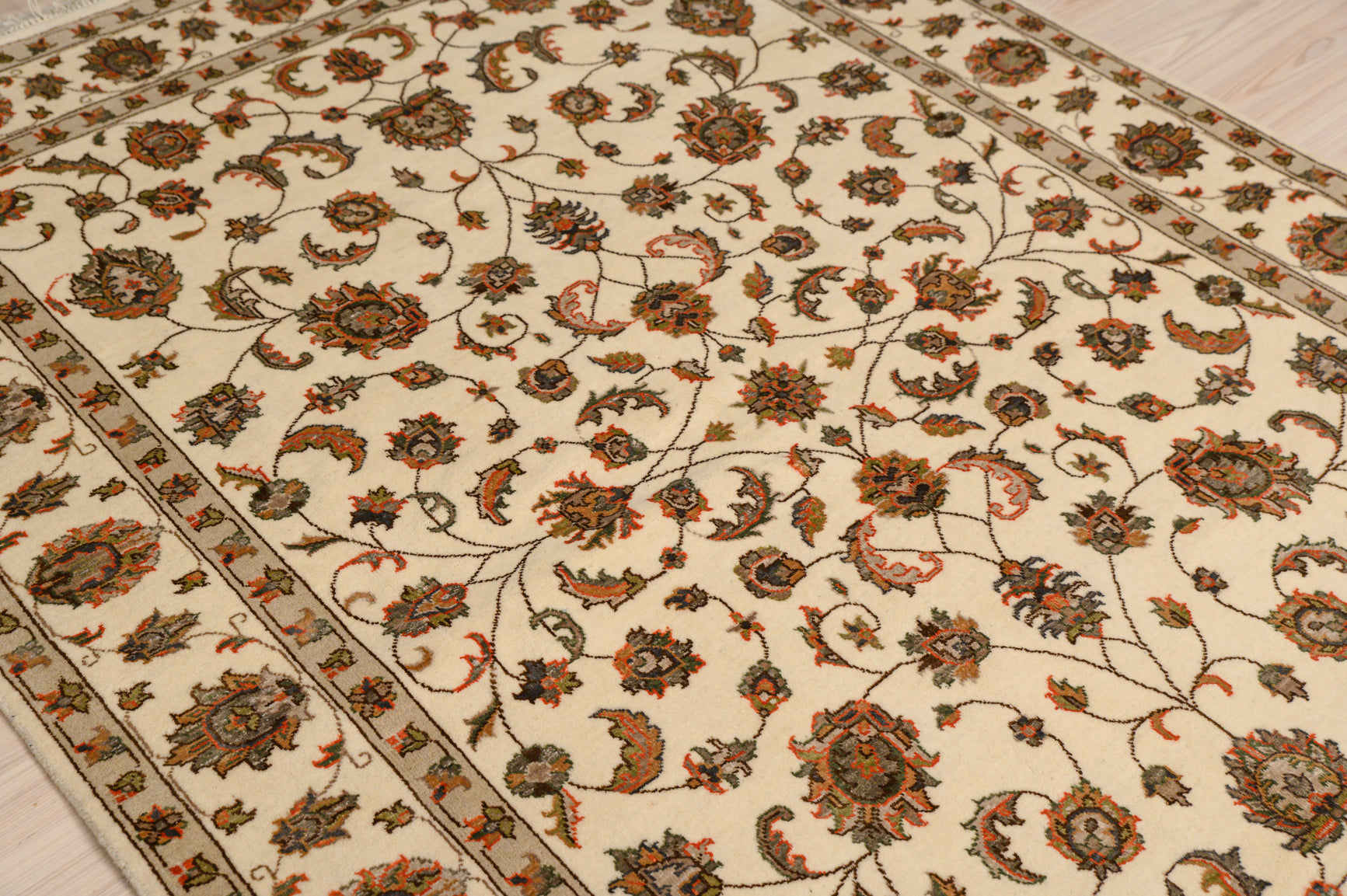 Cream Nain Jaipur Silk n Wool Rug 250cm x 150cm