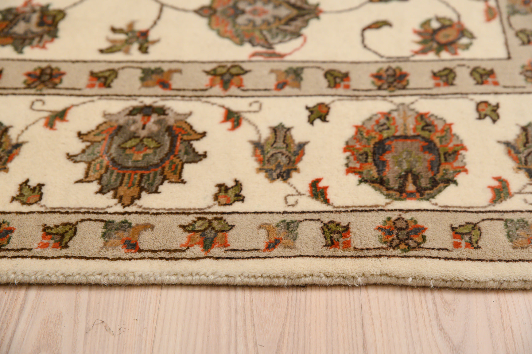 Cream Nain Jaipur Silk n Wool Rug 250cm x 150cm