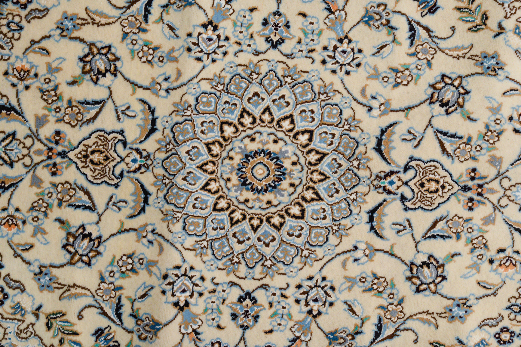 Cream Fine Persian Nain Silk n Wool Runner 382cm x 89cm