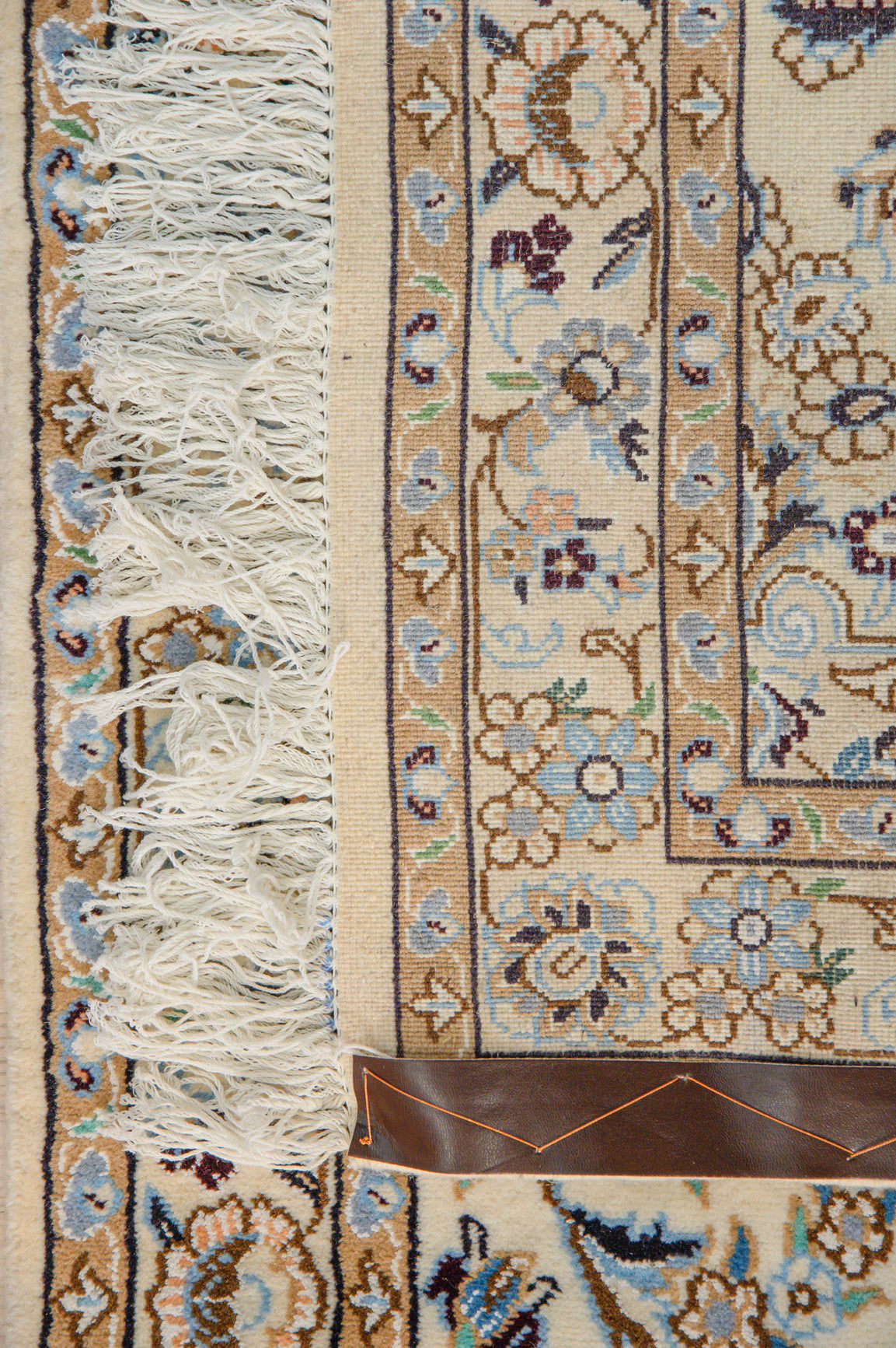 Cream Fine Persian Nain Silk n Wool Runner 382cm x 89cm