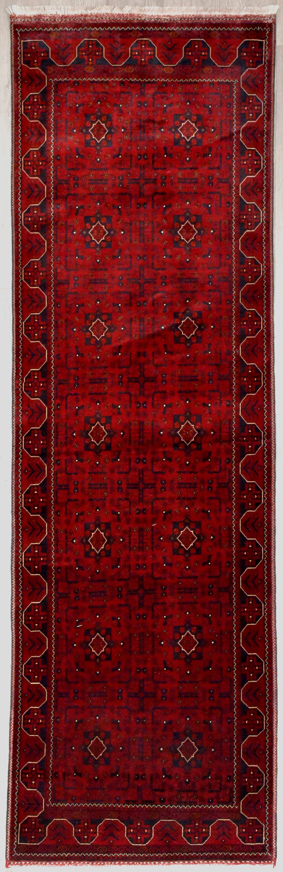 Red Fine Afghan Beljick Wool Runner 298cm x 90cm