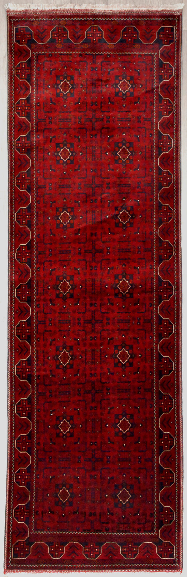 Red Fine Afghan Beljick Wool Runner 298cm x 90cm