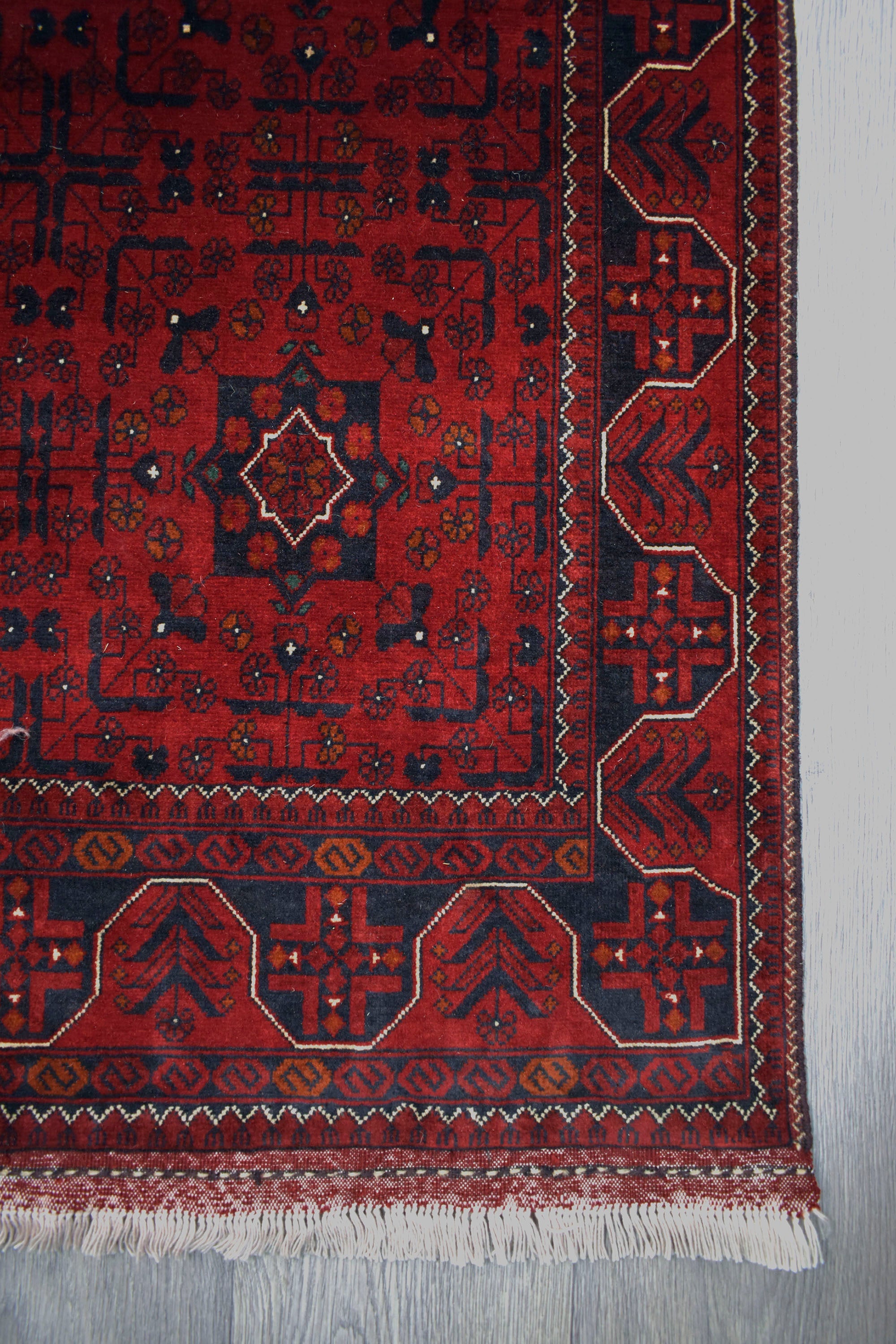 Red Fine Afghan Beljick Wool Runner 298cm x 90cm