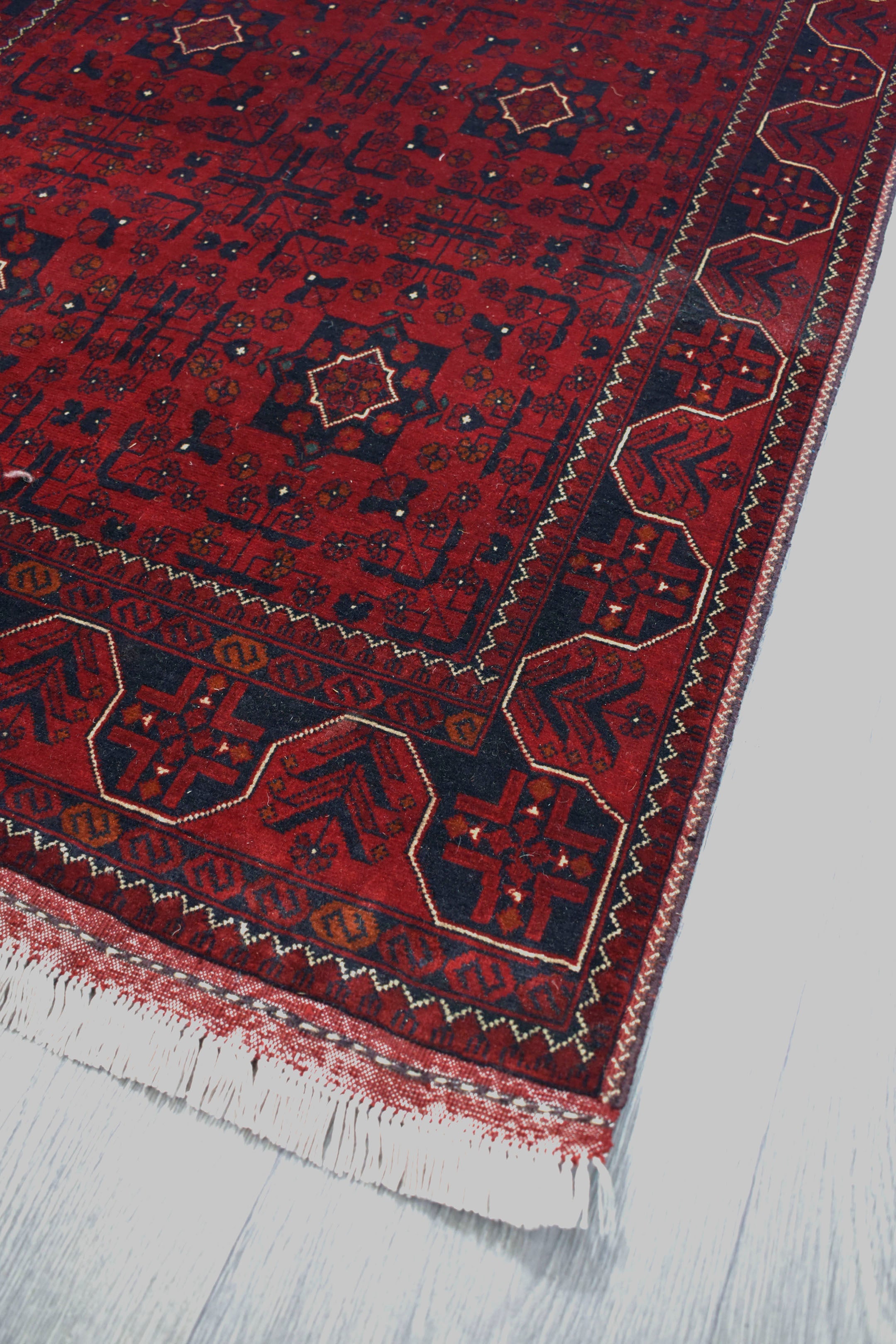 Red Fine Afghan Beljick Wool Runner 298cm x 90cm