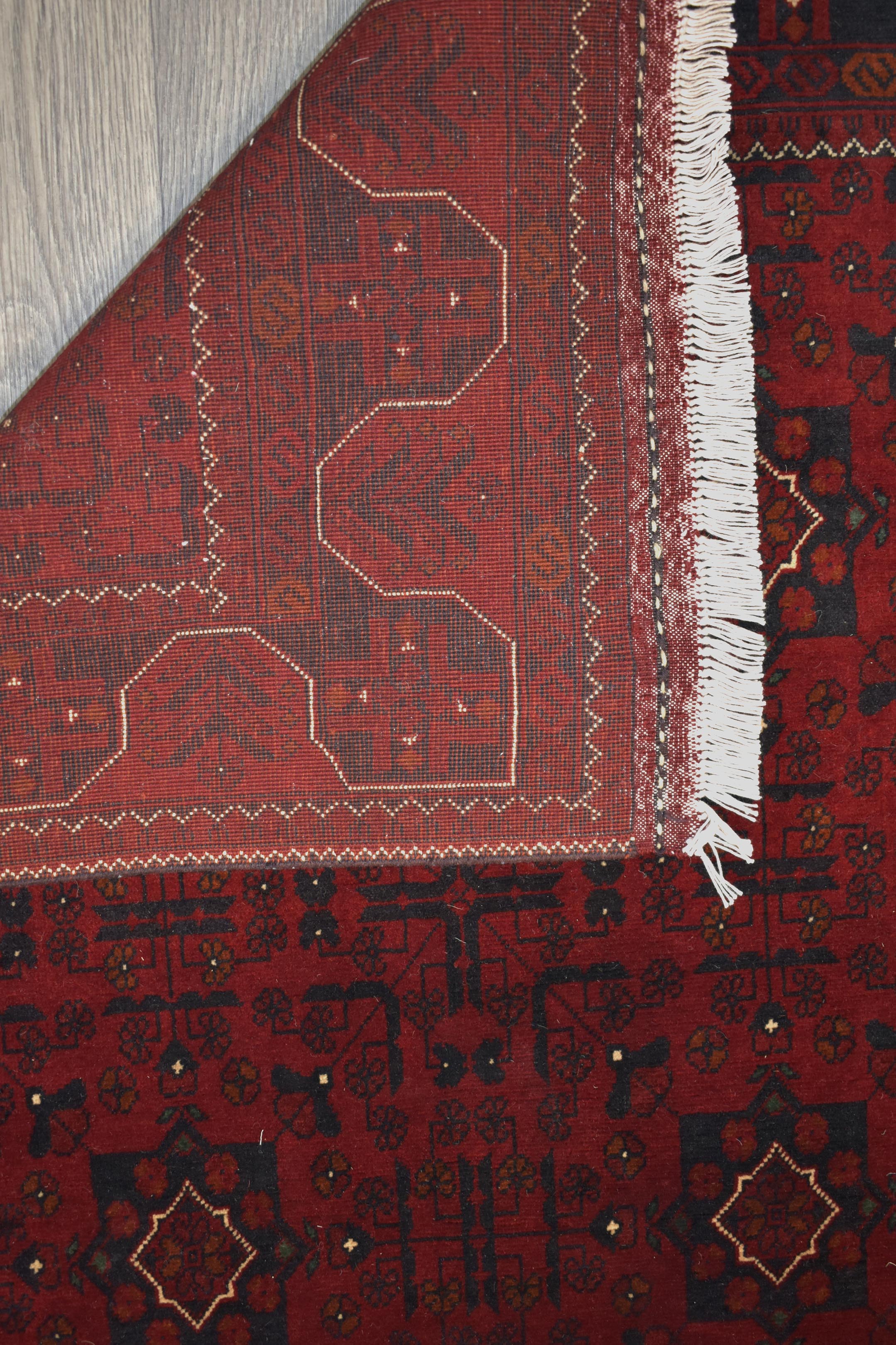 Red Fine Afghan Beljick Wool Runner 298cm x 90cm