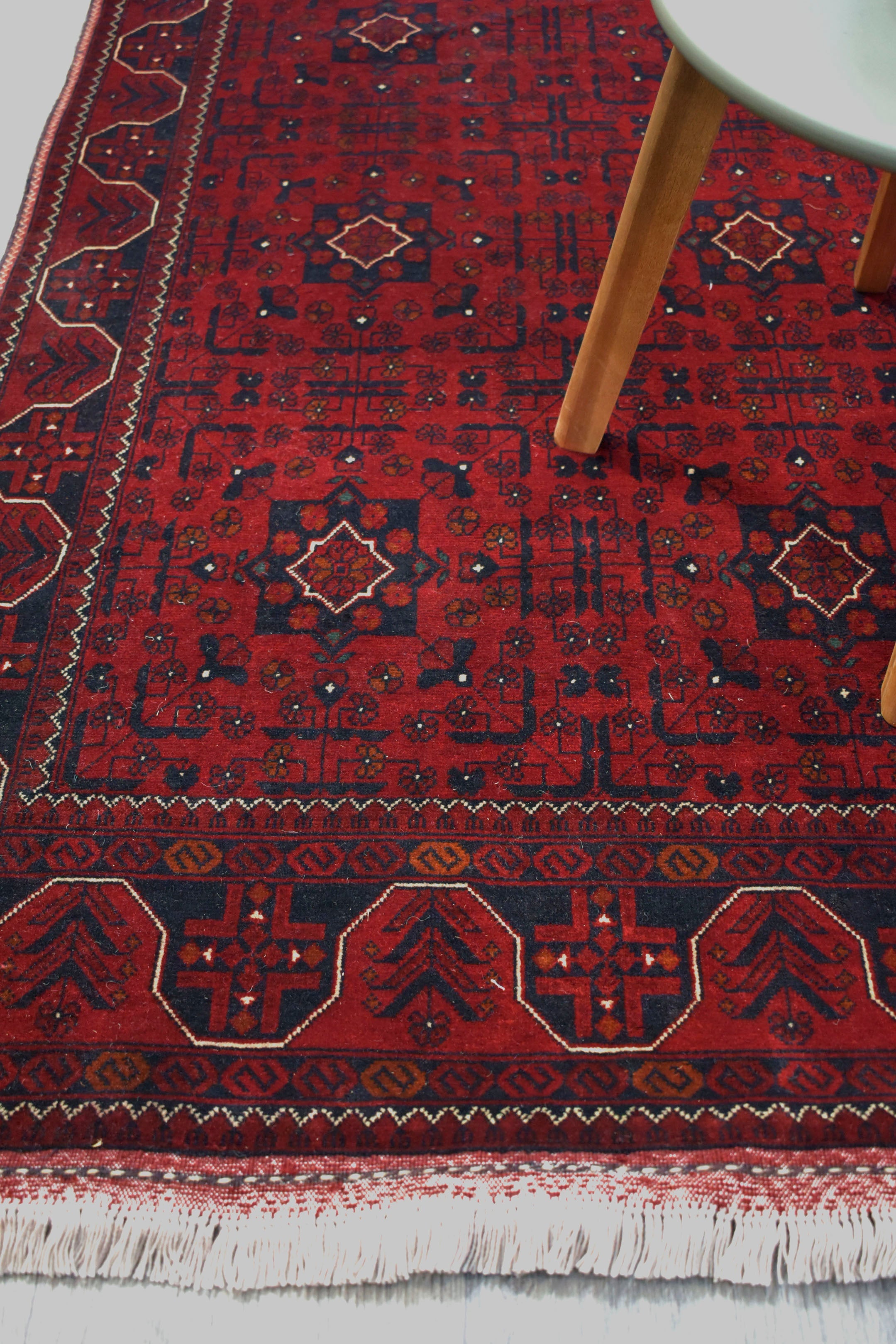 Red Fine Afghan Beljick Wool Runner 298cm x 90cm