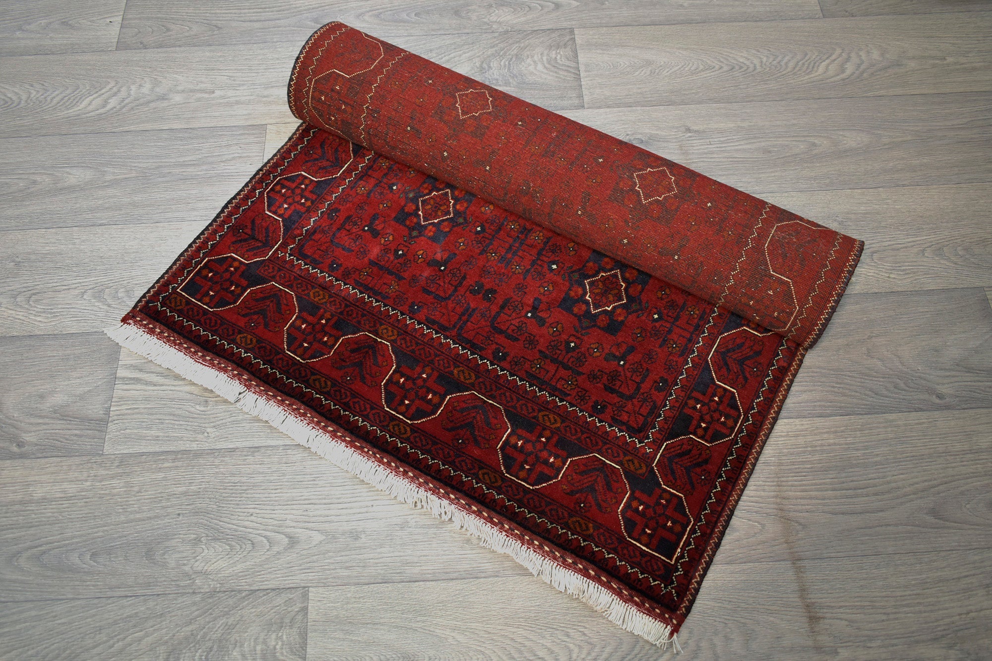 Red Fine Afghan Beljick Wool Runner 298cm x 90cm