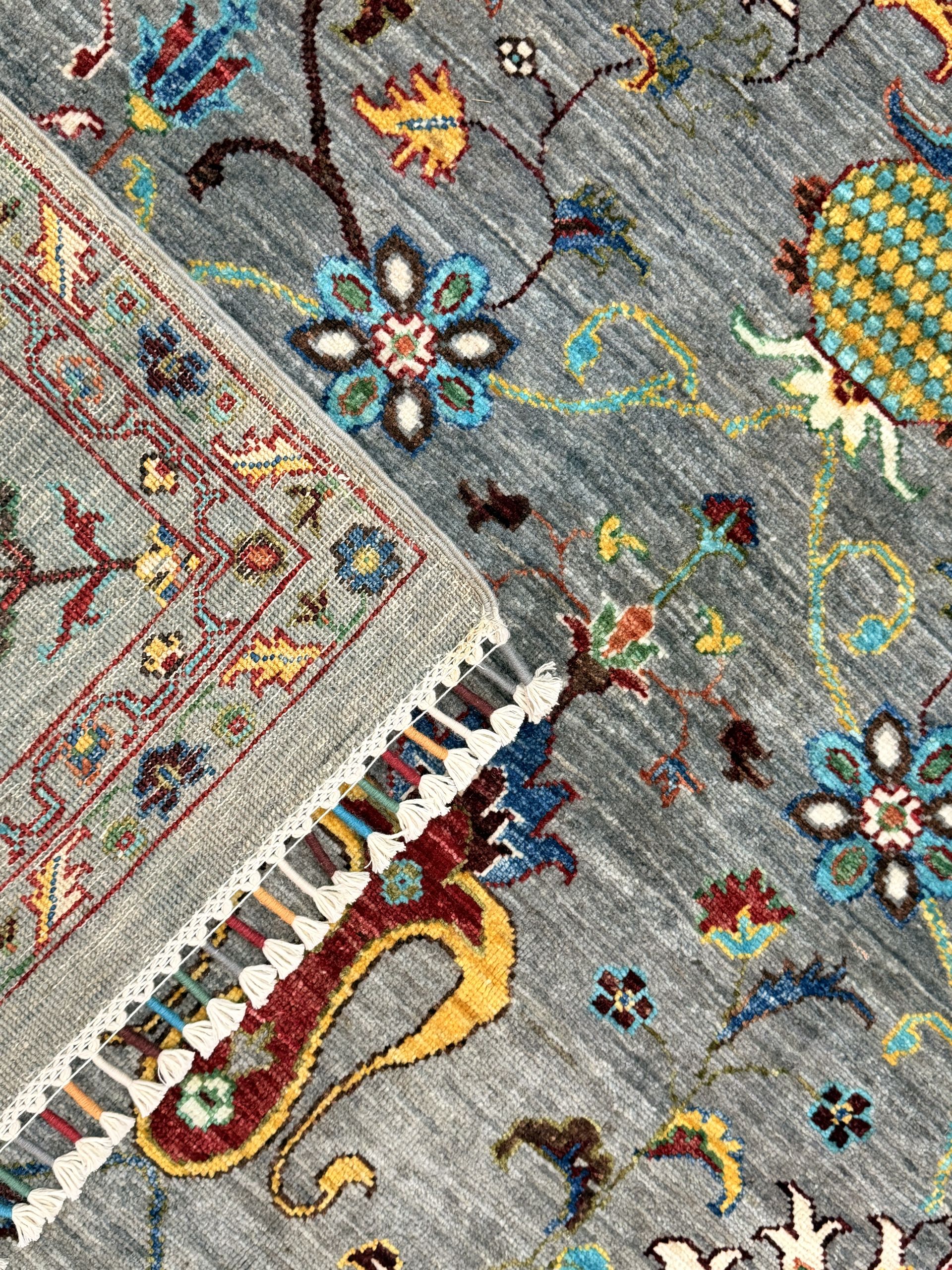 Charcoal Grey Fine Afghan Sultani Chobi Wool Rug 241cm x 168cm – Knot n' Co