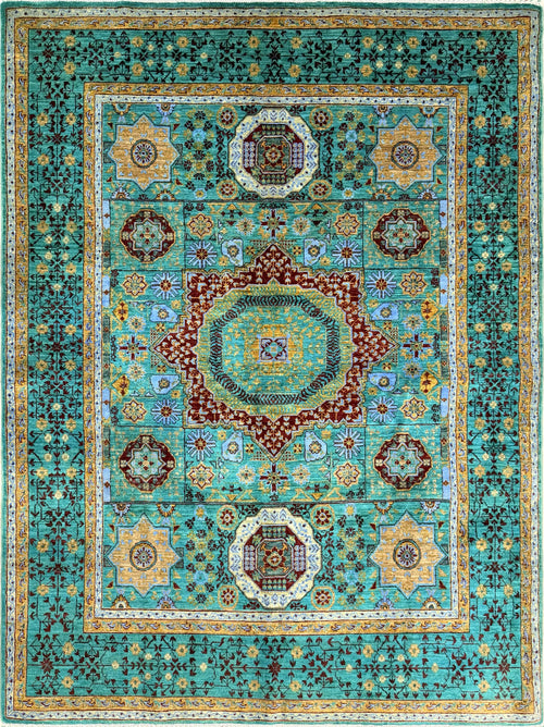 Turquoise Fine Afghan Mamluk Chobi Wool Rug 201cm x 150cm