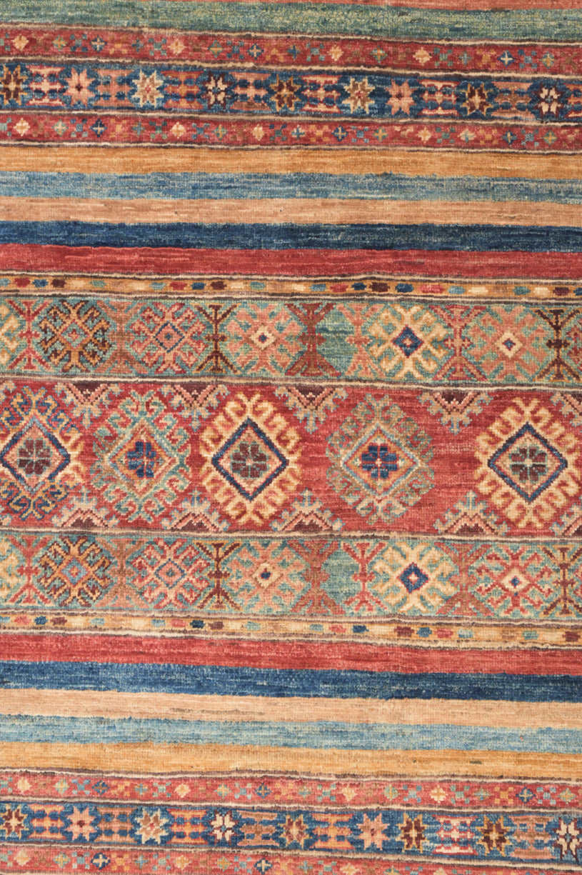 Multicolour Afghan Khurjin Wool Rug 218cm x 142cm
