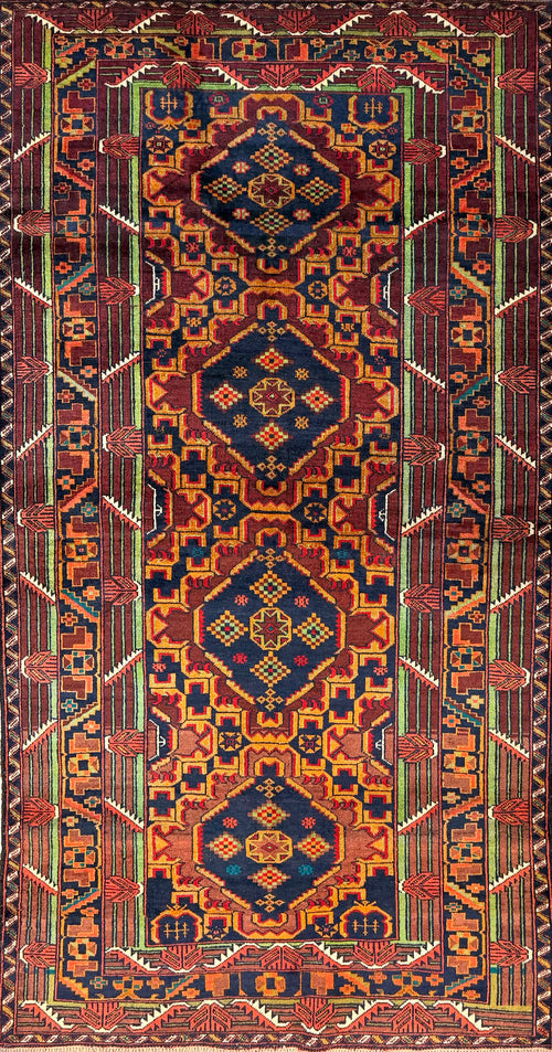 Vintage c1980's Persian Baluchi Wool Rug 204cm x 109cm