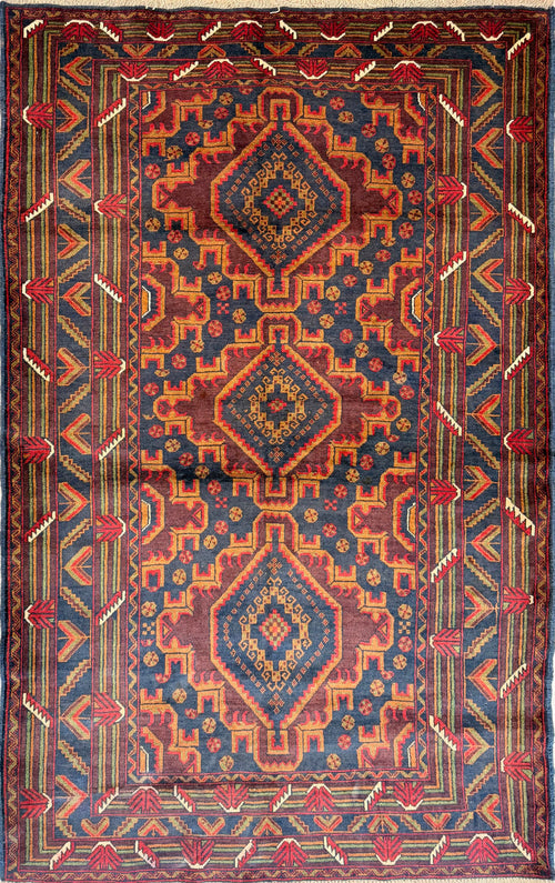 Vintage Persian Baluchi Wool Rug 198cm x 122cm