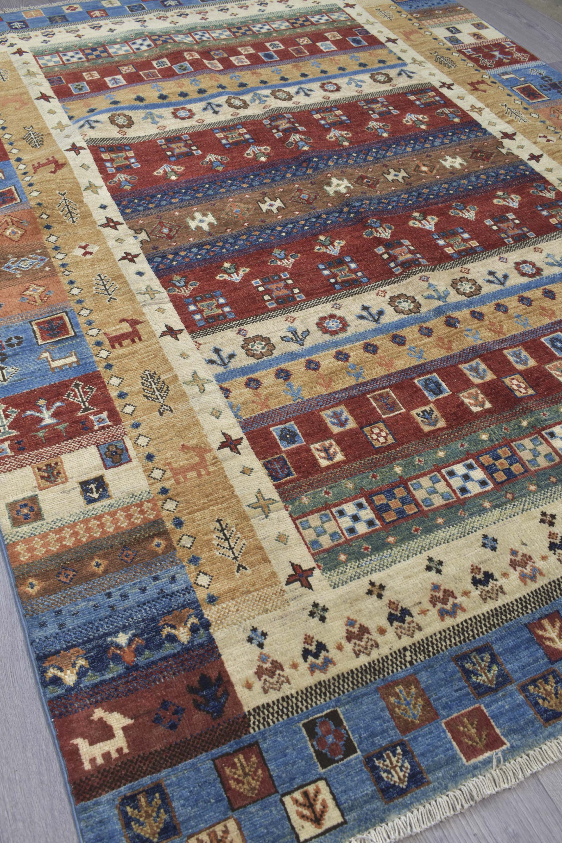 Multicolour Pictorial Afghan Khurjin Chobi 239cm x 173cm