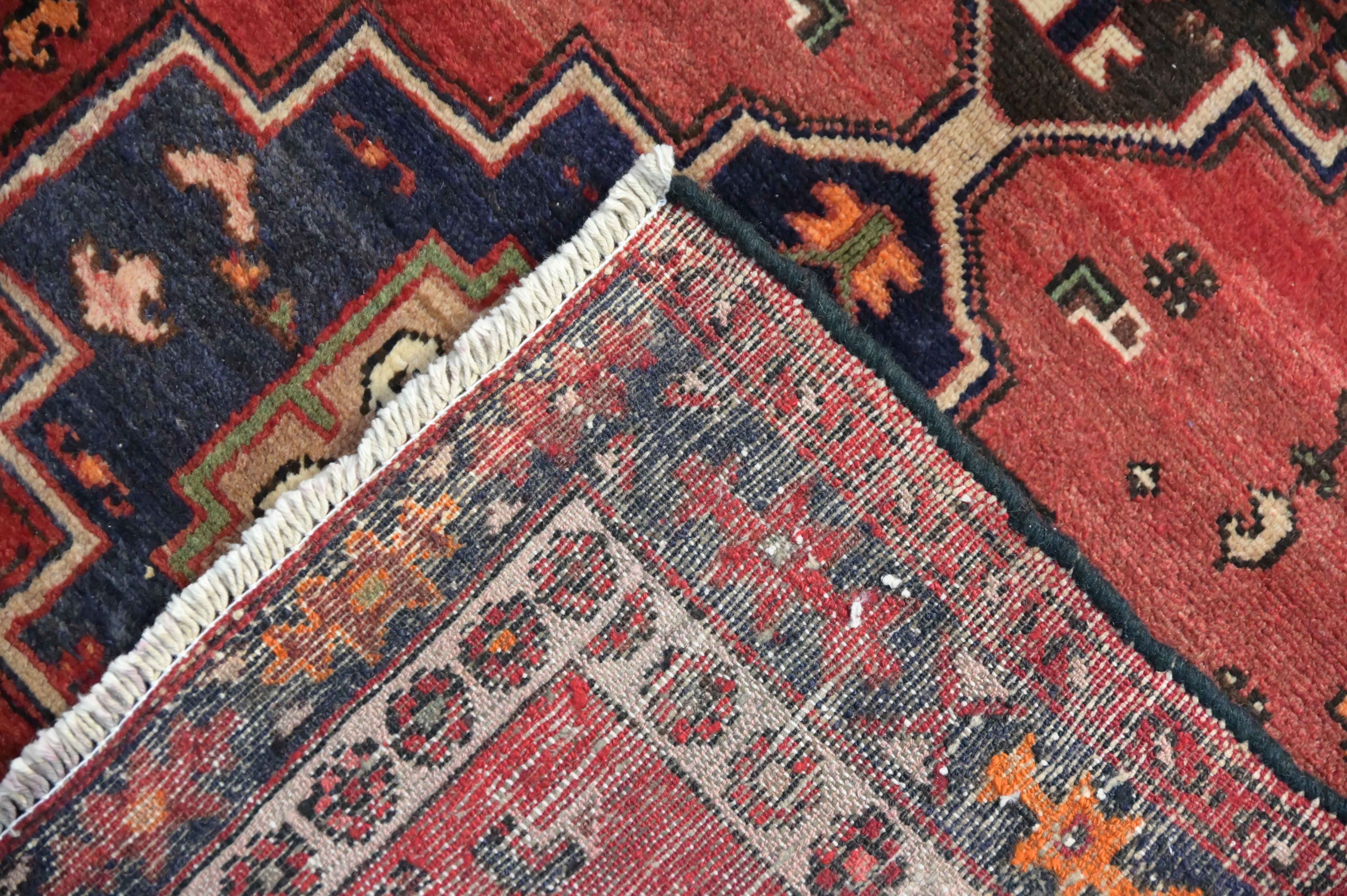 Red Vintage Persian Hamadan Wool Rug  190cm x 100cm