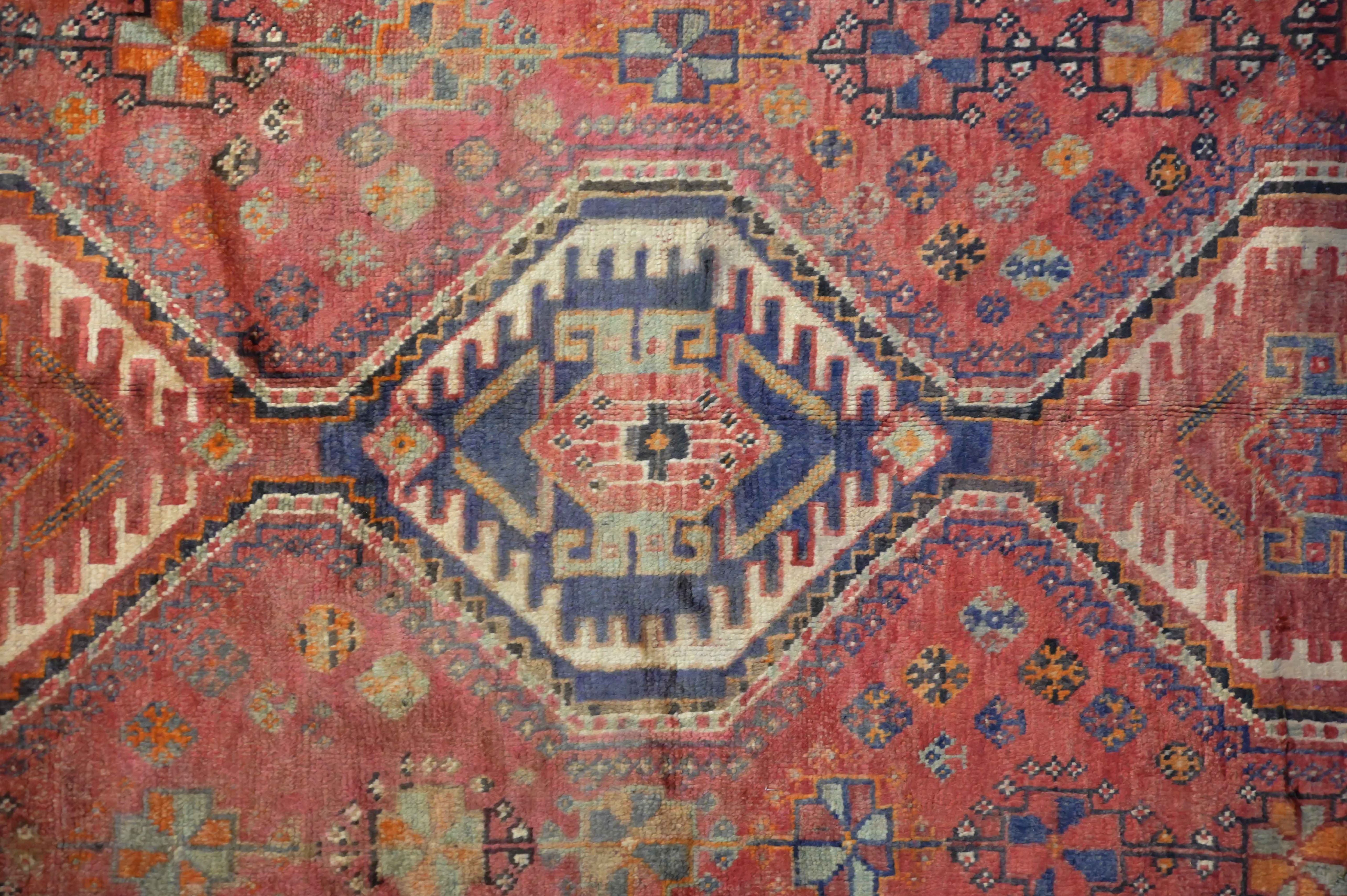 Semi-Antique Tribal Persian Shiraz Wool Rug 250cm x 150cm