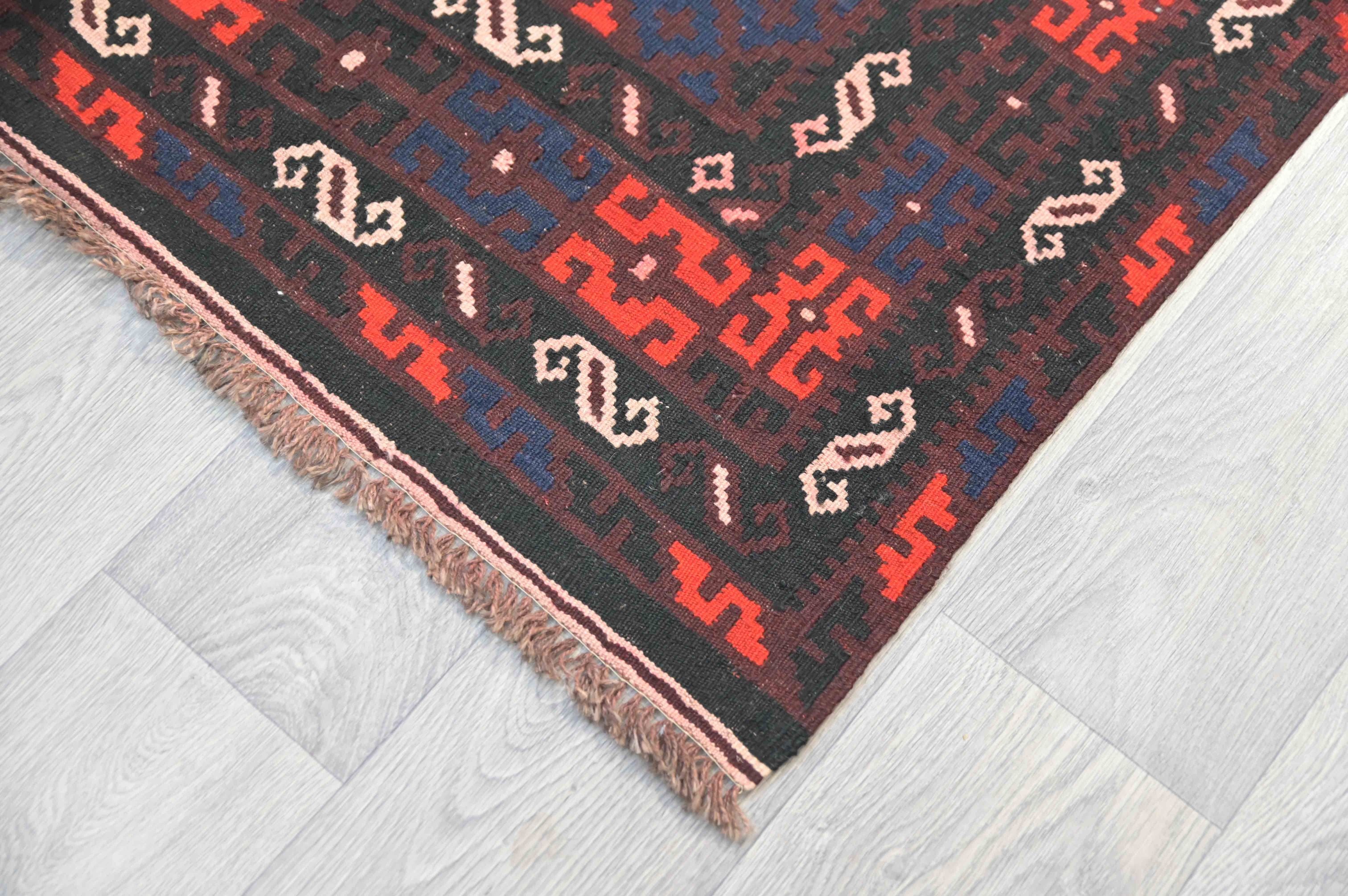 Red Afghan Ghalmori Wool Kilim 220cm x 130cm