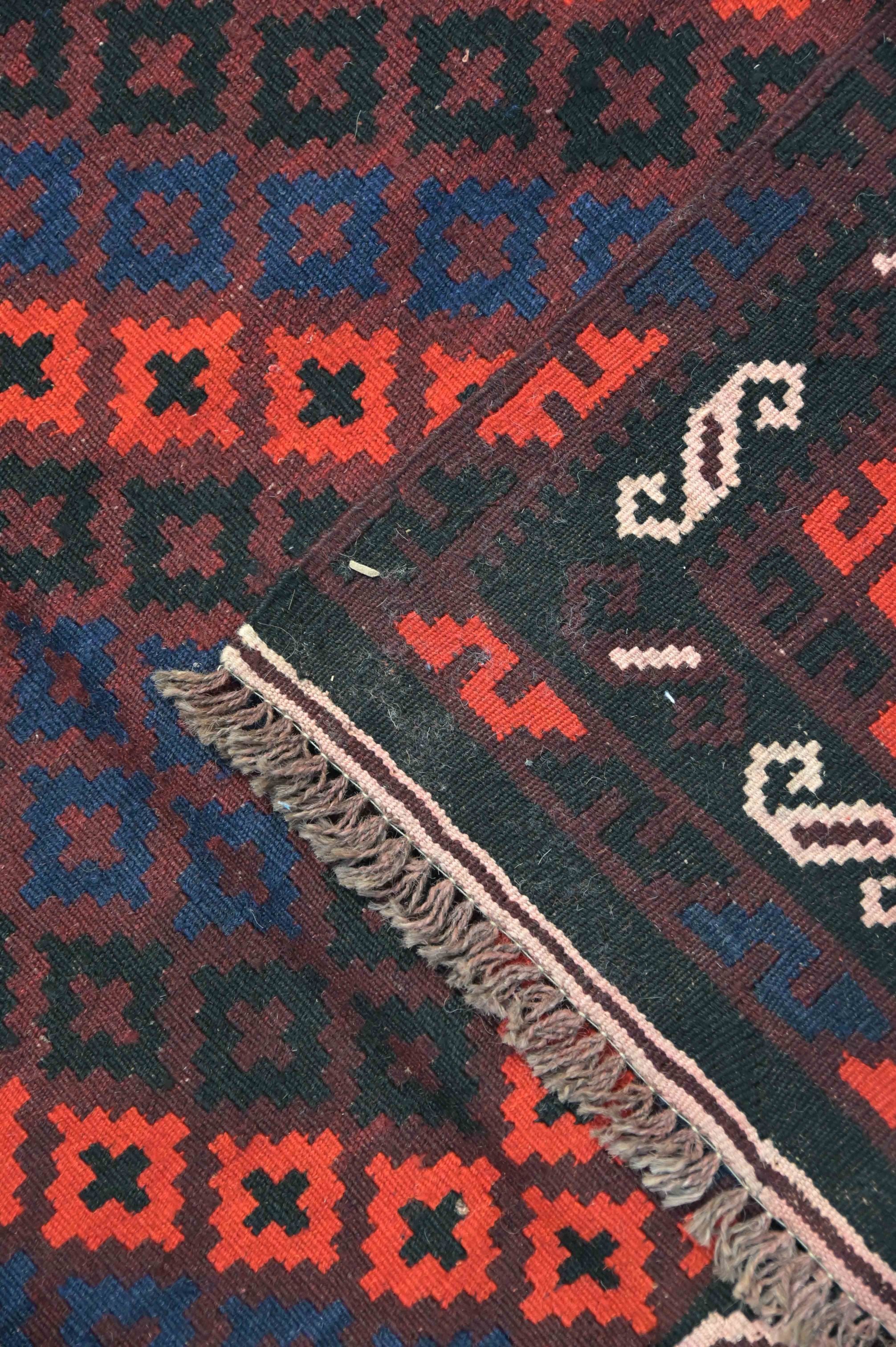 Red Afghan Ghalmori Wool Kilim 220cm x 130cm