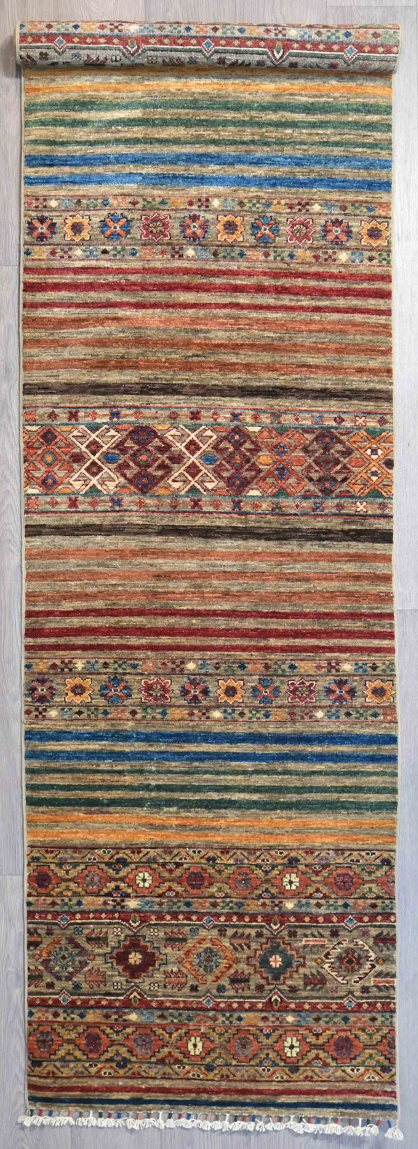 Multicolour Afghan Veg Dye Khurjin Runner 292cm x 82cm