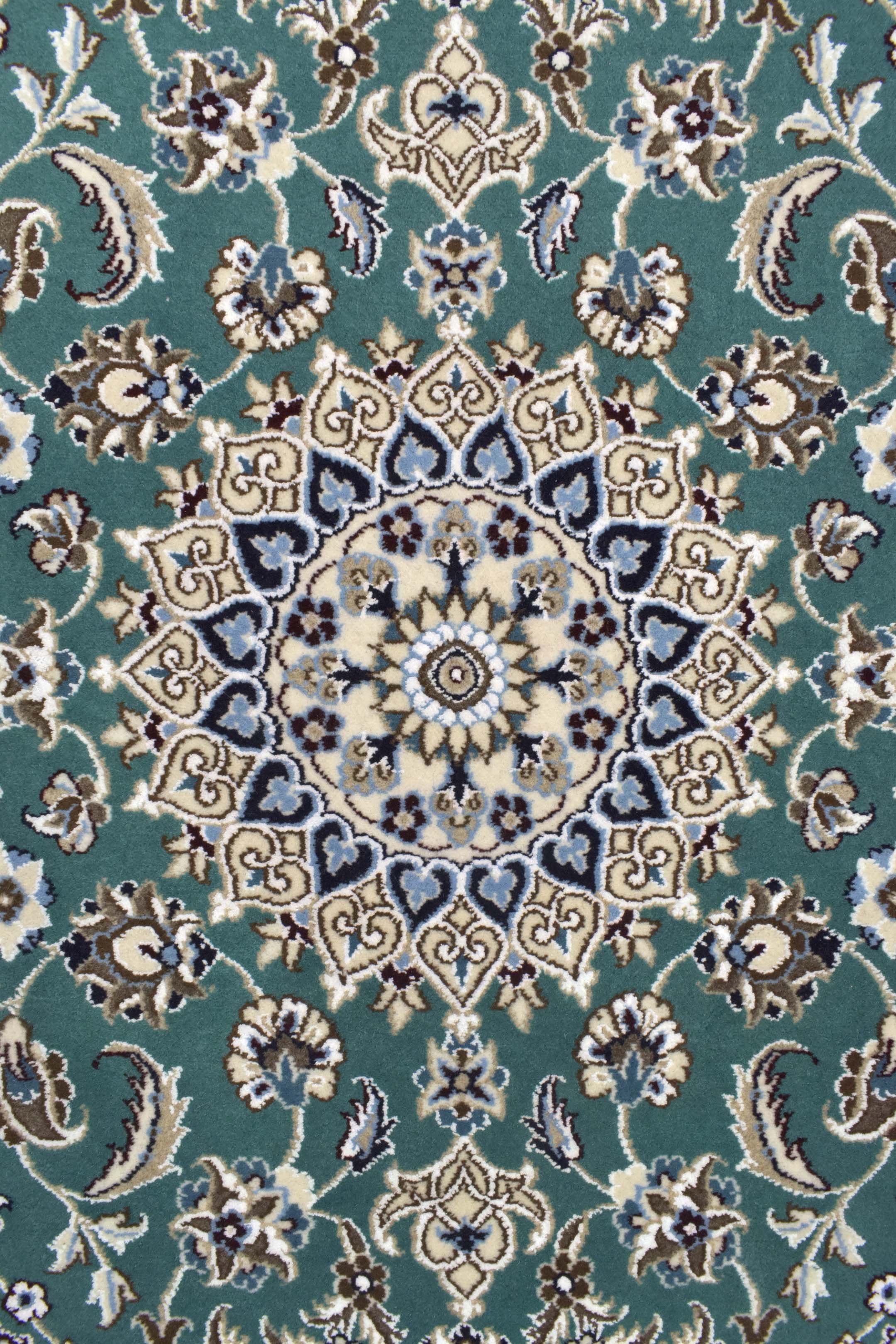 Green Persian Nain Silk & Wool Runner 202cm x 60cm