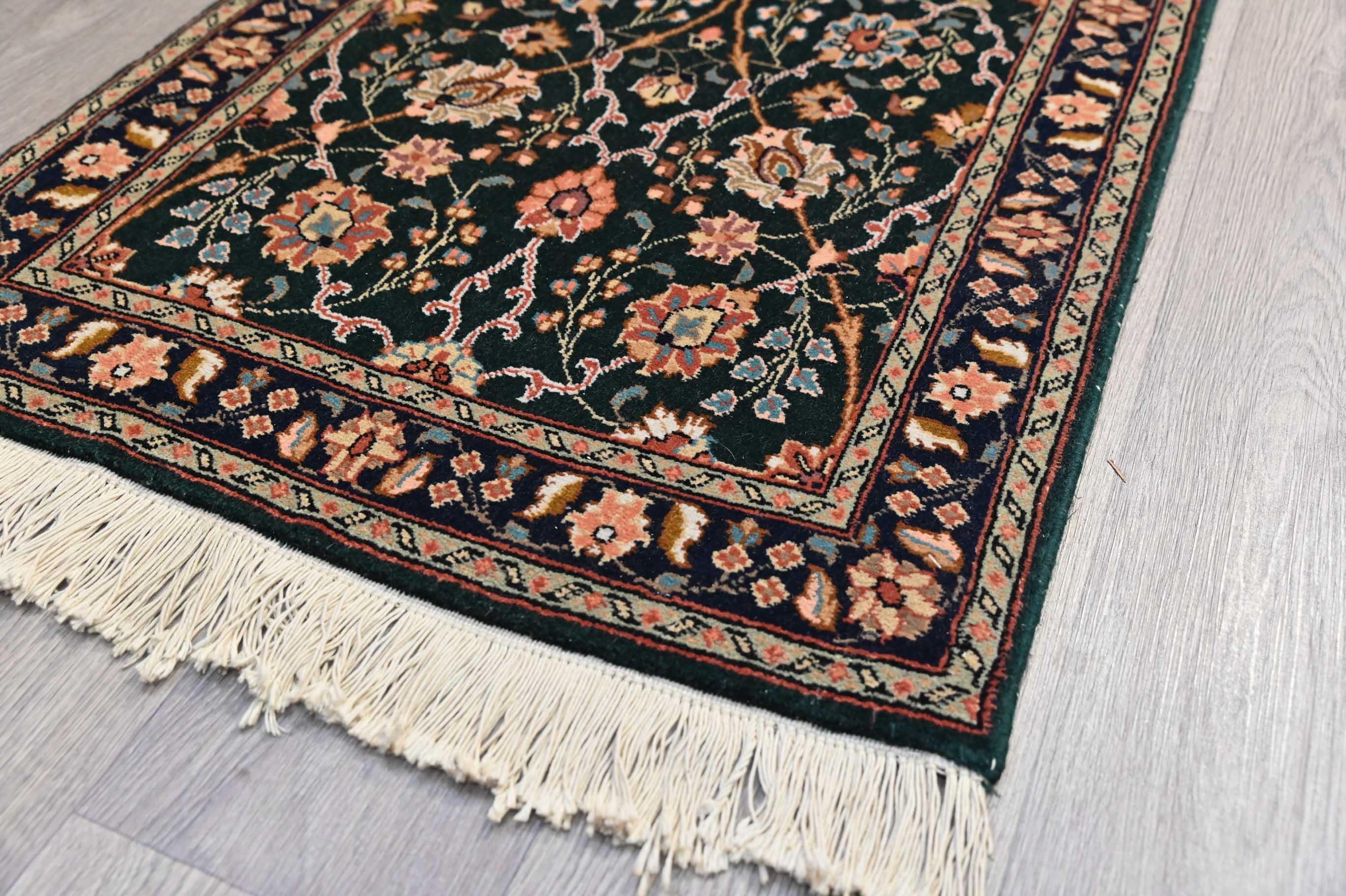 Emerald Green Persian Tabriz Wool Runner 378cm x 76cm