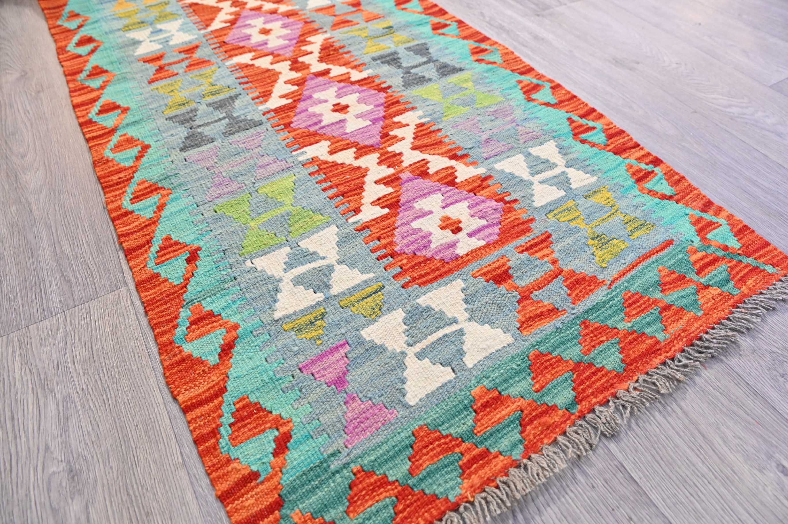 Handknotted Wool Boho Kilim Runner (H248 x W80)