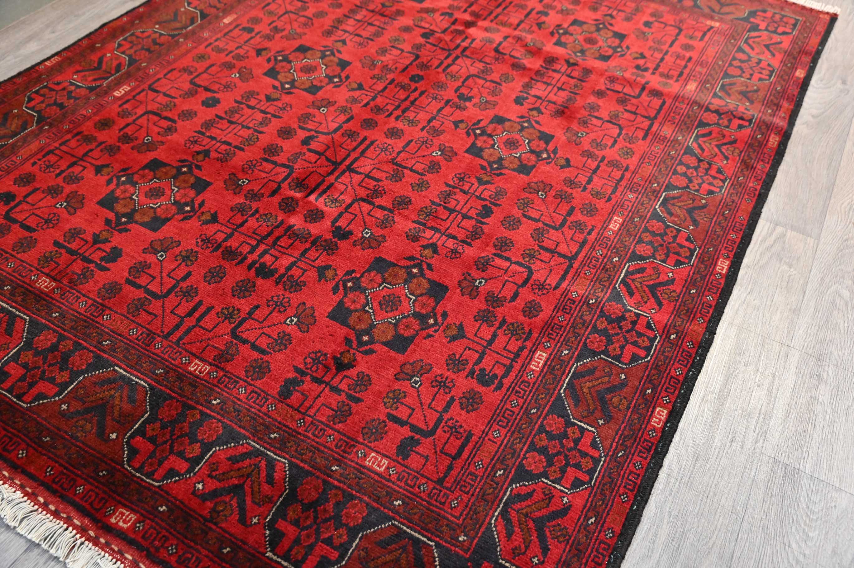 Afghan Khal Handknotted Wool Rug (H194 x W148)