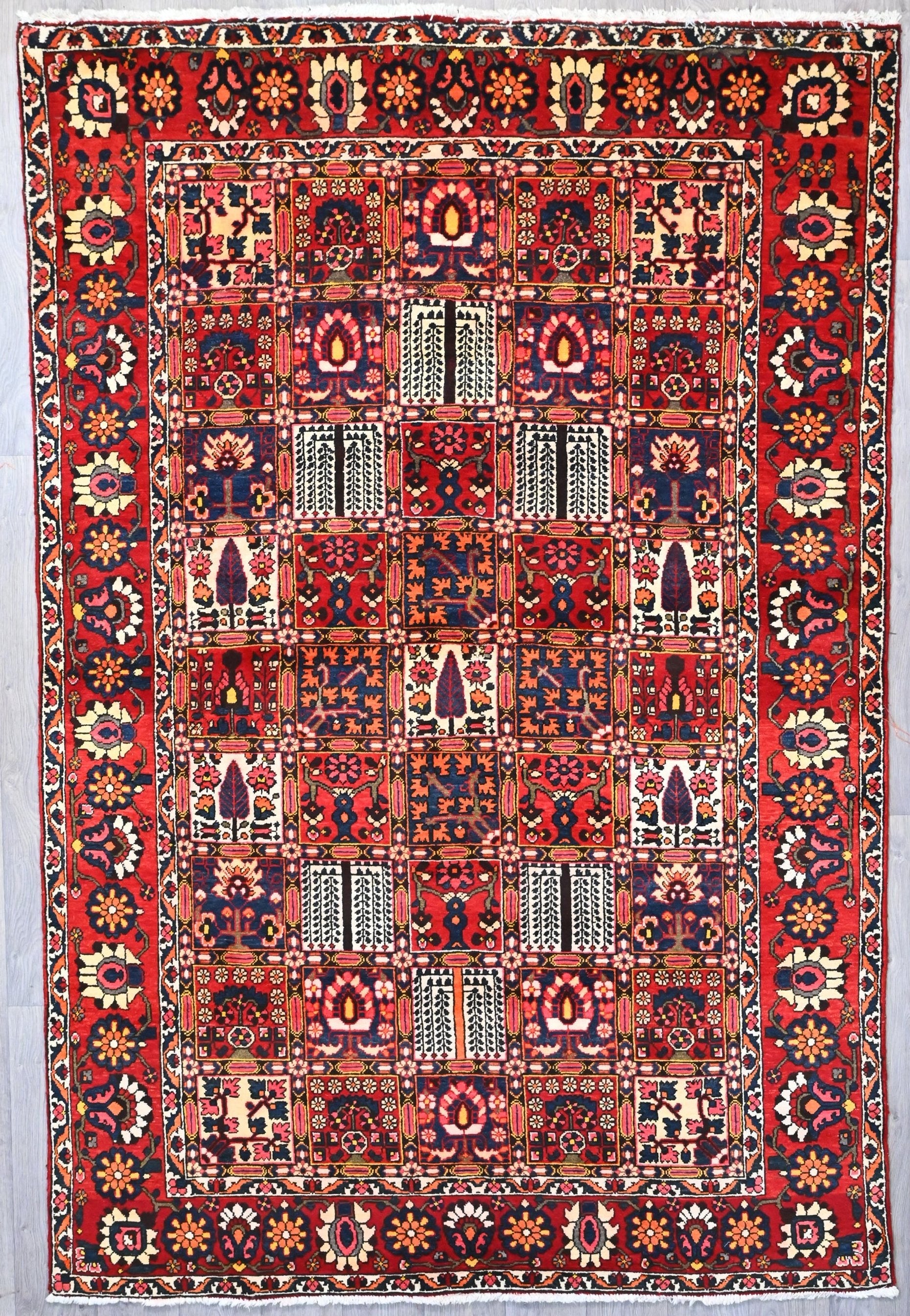 Red Persian Bakhtiari Wool Rug 307cm x 200cm