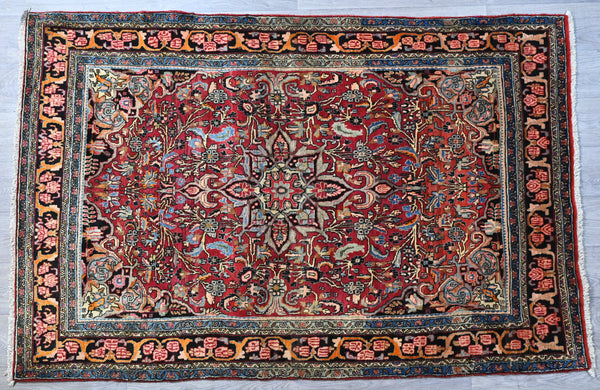 Vintage c.1980s Persian Zanjan  Wool Rug 222cm x 146cm