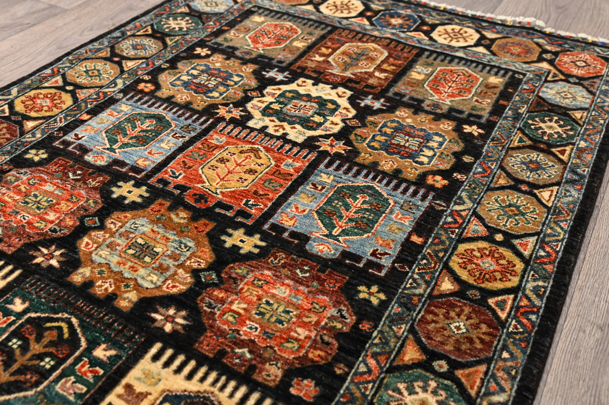 Black Afghan Chobi Wool Rug 173cm x 120cm