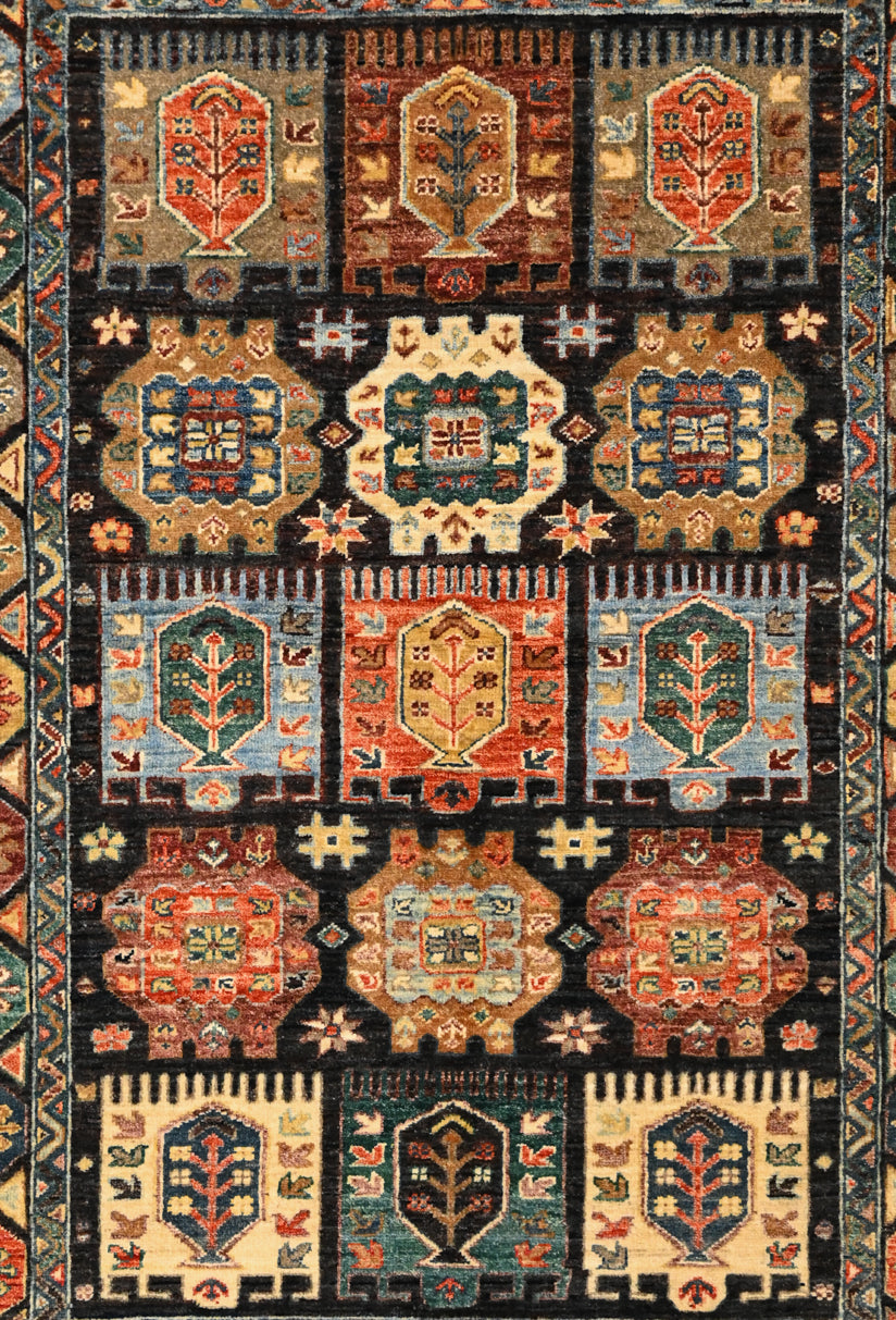 Black Afghan Chobi Wool Rug 173cm x 120cm