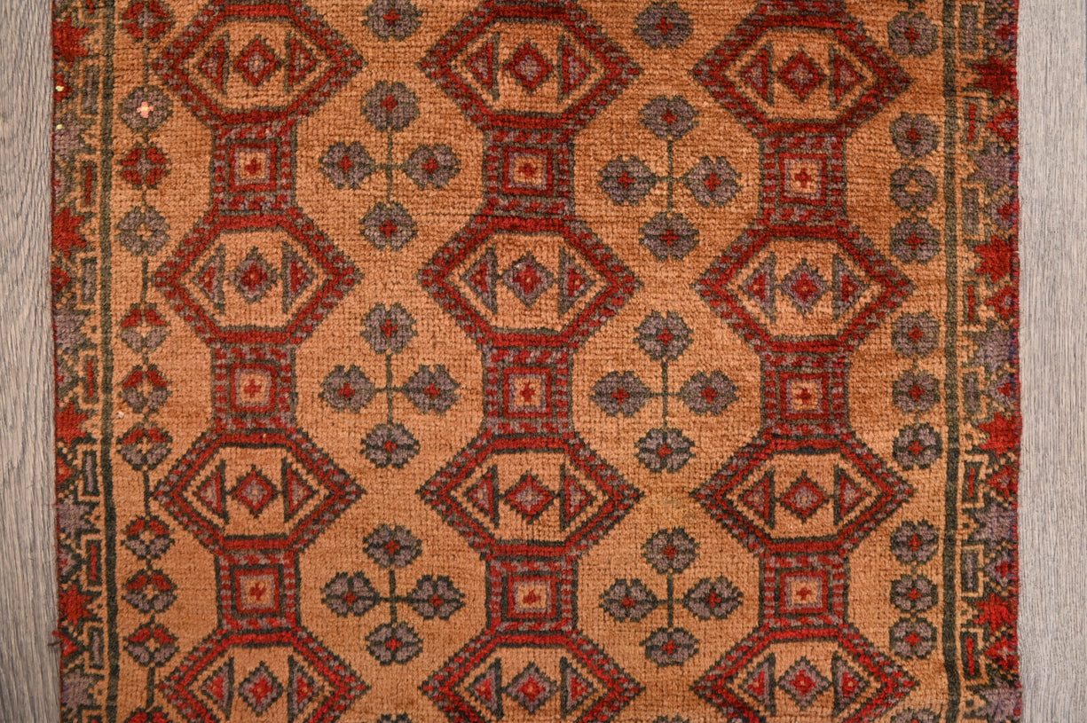 Faded Orange Vintage 1980s's Persian Turkoman runner  553cm x 61cm