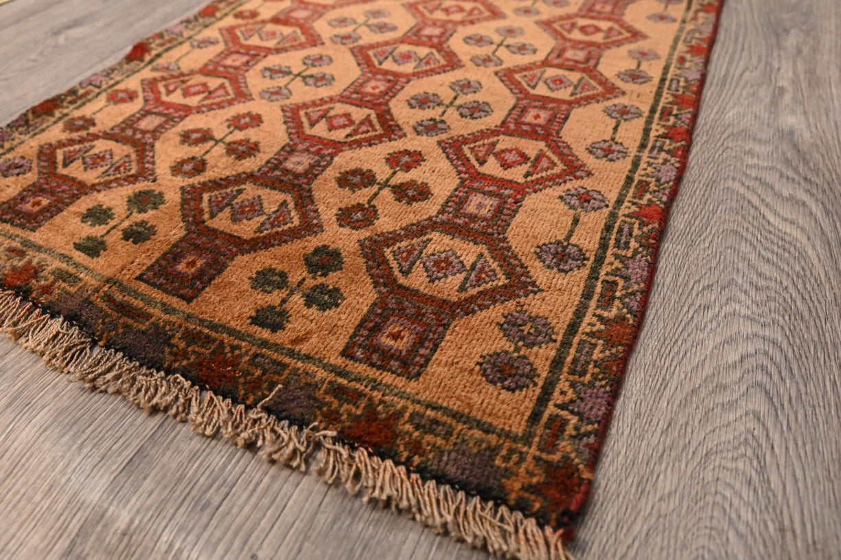 Faded Orange Vintage 1980s's Persian Turkoman runner  553cm x 61cm