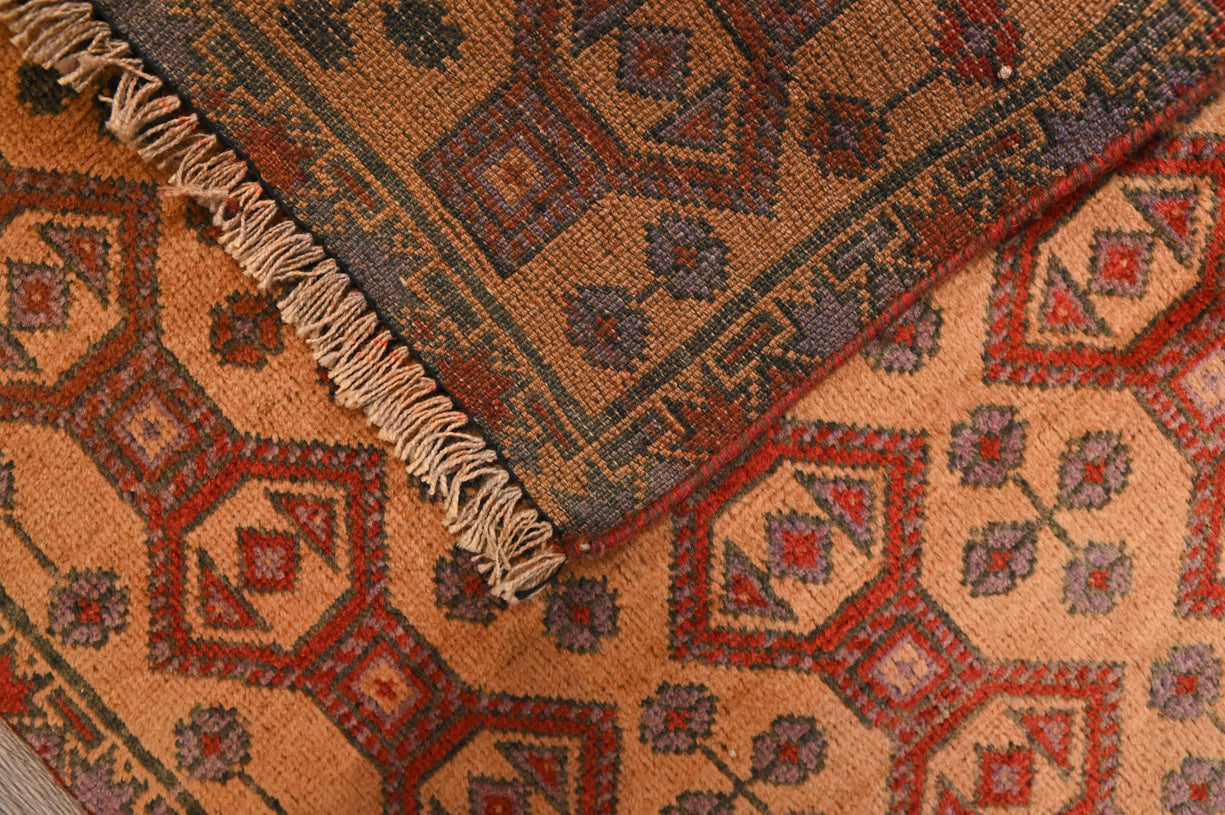 Faded Orange Vintage 1980s's Persian Turkoman runner  553cm x 61cm