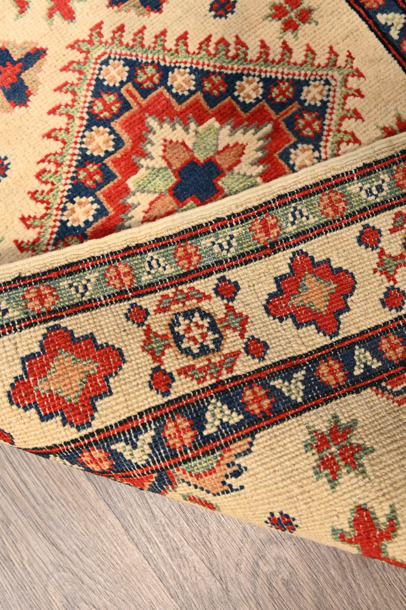 XXL Cream Afghan Kazak Wool Runner 764cm x 78cm