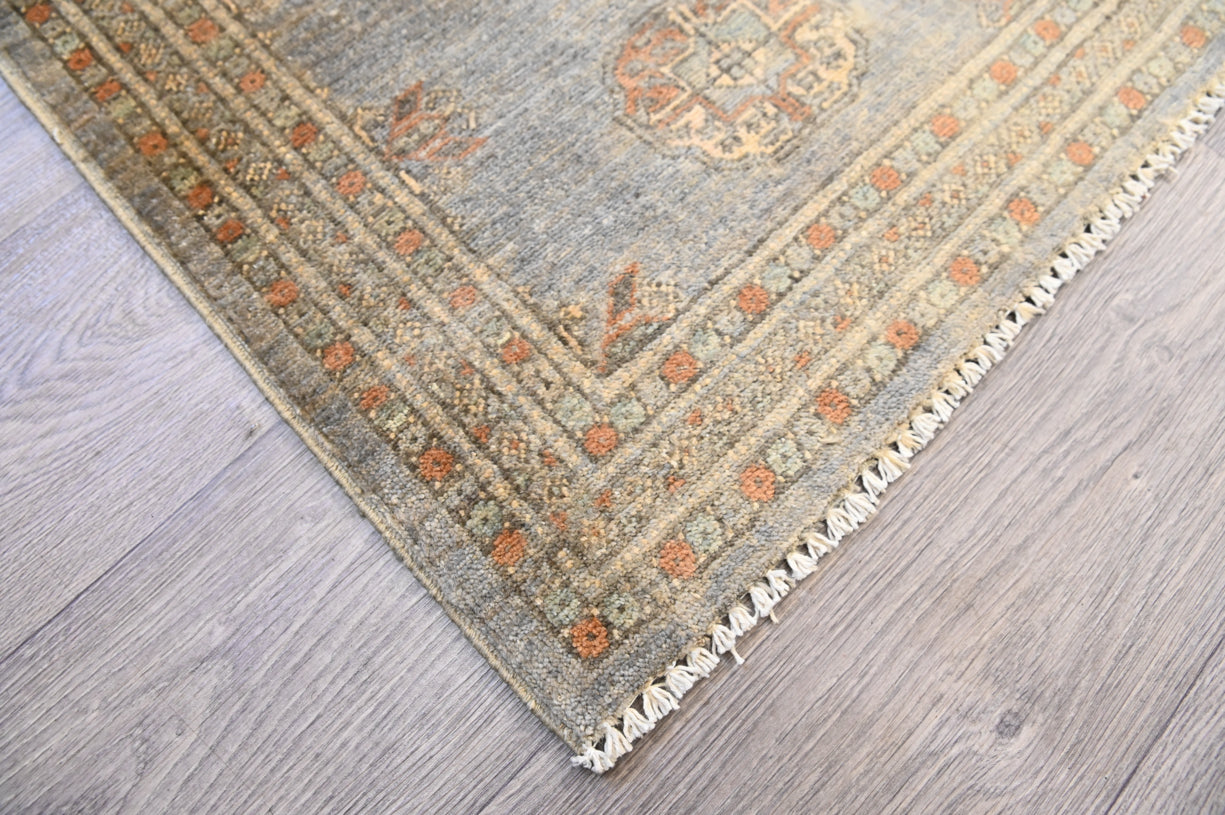 Grey Afghan Chobi Wool Runner 153cm x 64cm