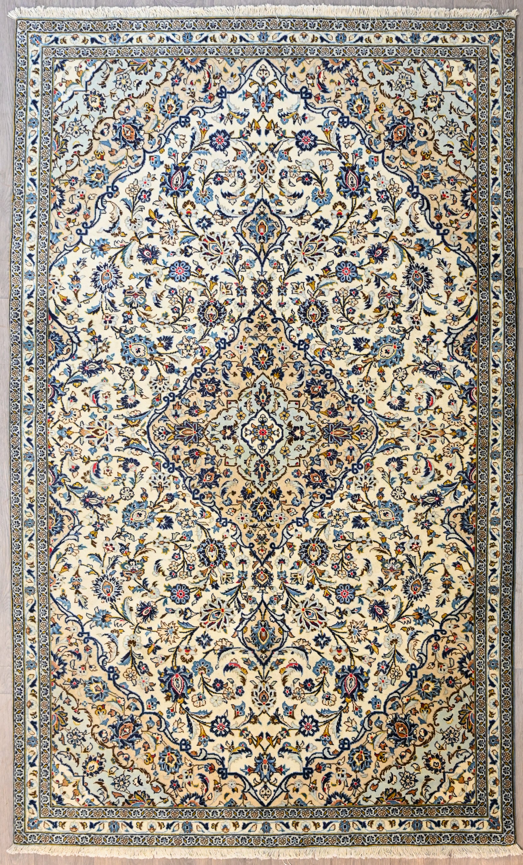 Beige Persian Kashan Wool Rug 280cm x 170cm