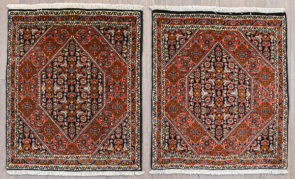 Orange Fine Persian Bijar Rare Doormats 70cm x 60cm