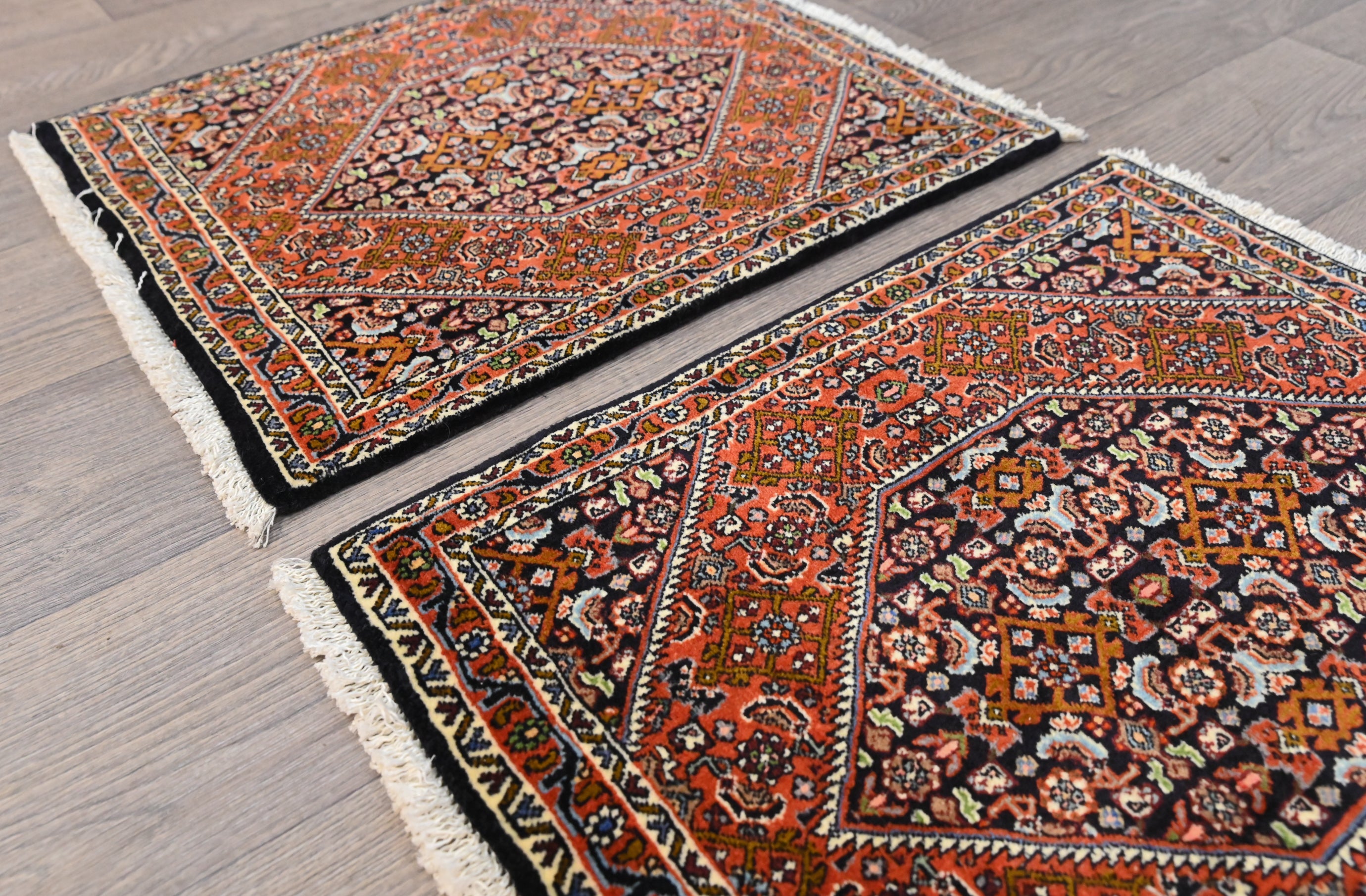 Orange Fine Persian Bijar Rare Doormats 70cm x 60cm