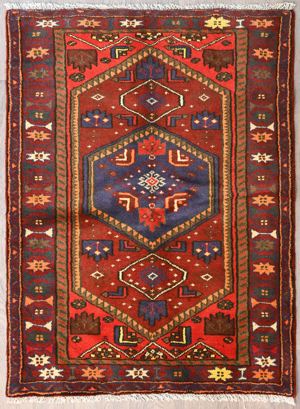 Red Vintage Persian Hamadan Wool Rug 145cm x 107cm