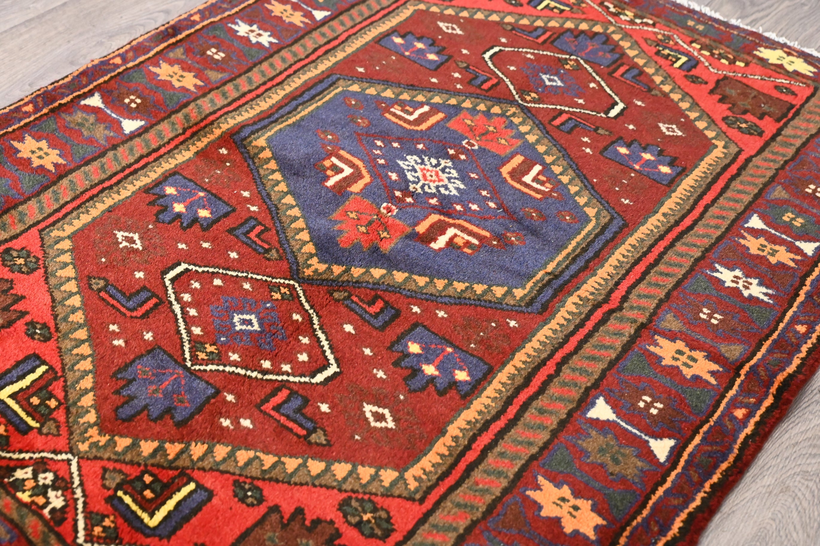 Red Vintage Persian Hamadan Wool Rug 145cm x 107cm