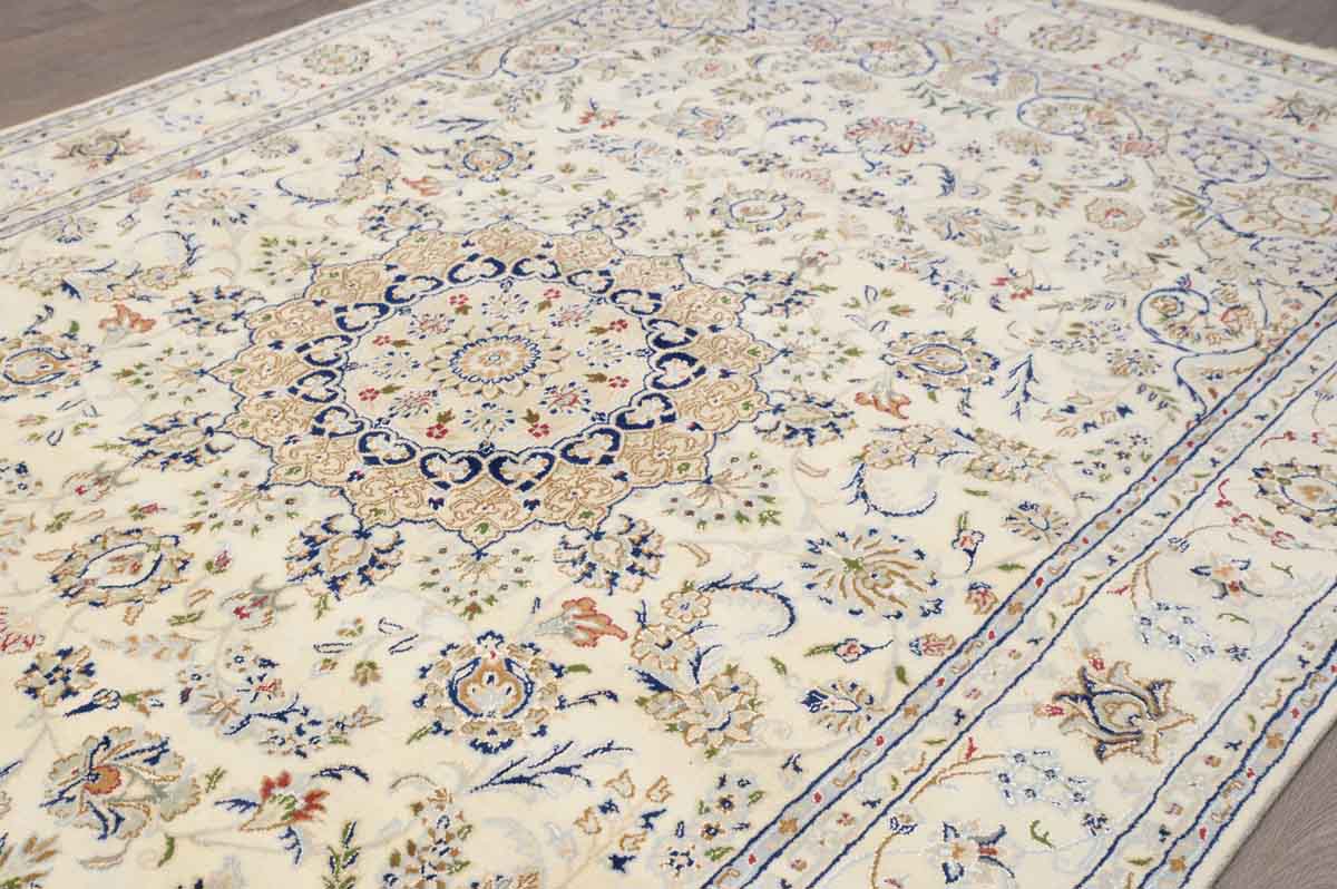 Cream Fine Nain Jaipur  Silk n Wool Rug 263cm x 377cm K856