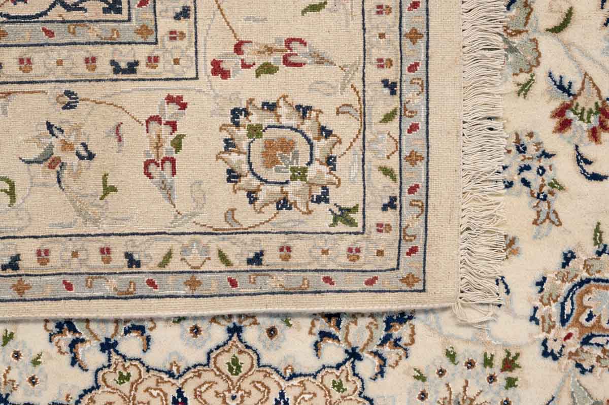 Cream Fine Nain Jaipur  Silk n Wool Rug 263cm x 377cm K856