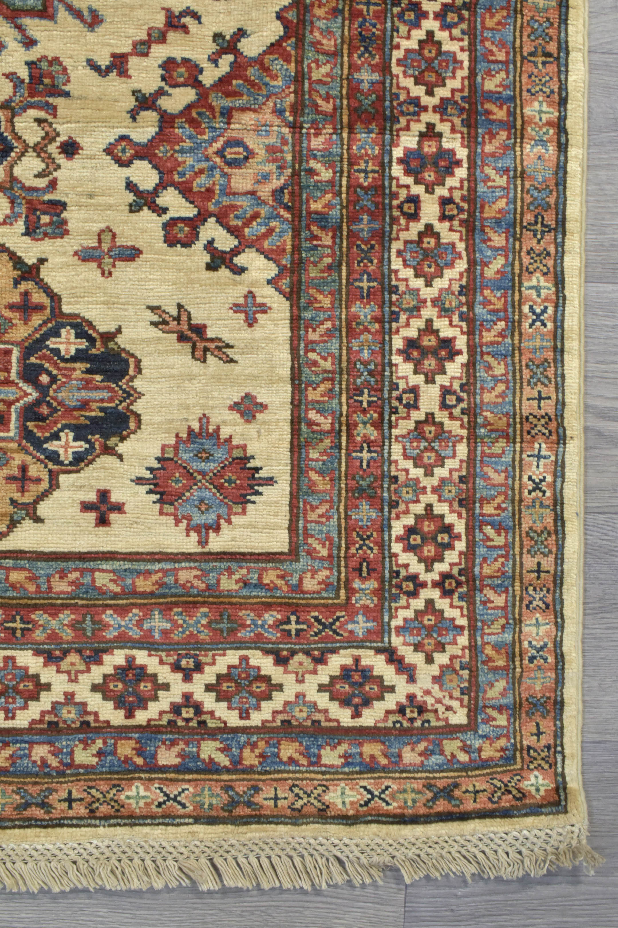 Cream Afghan Super Kazak Wool Rug 161cm x 106cm