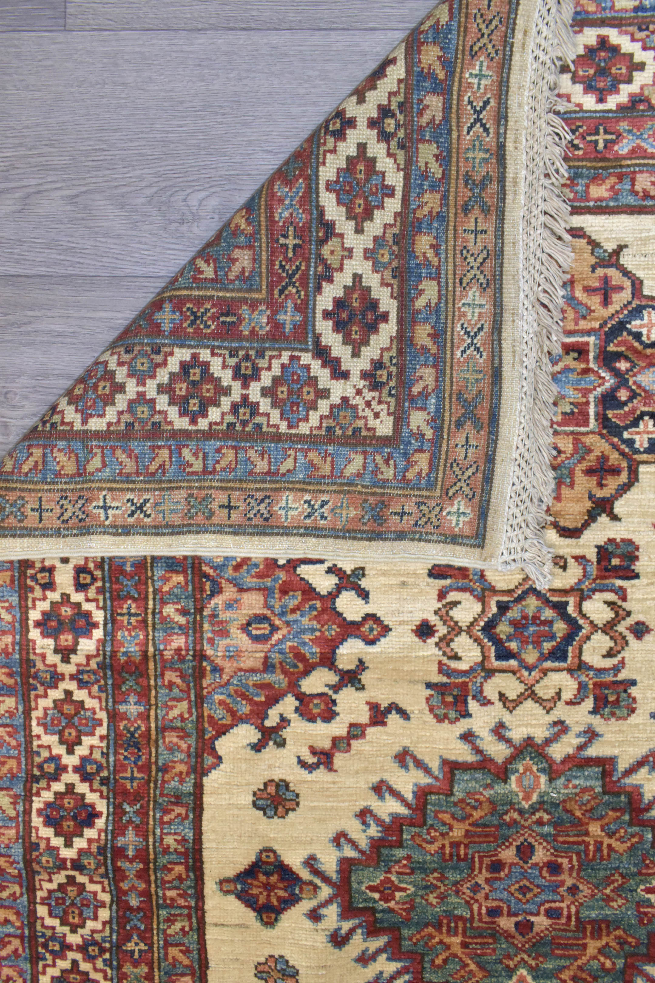 Cream Afghan Super Kazak Wool Rug 161cm x 106cm