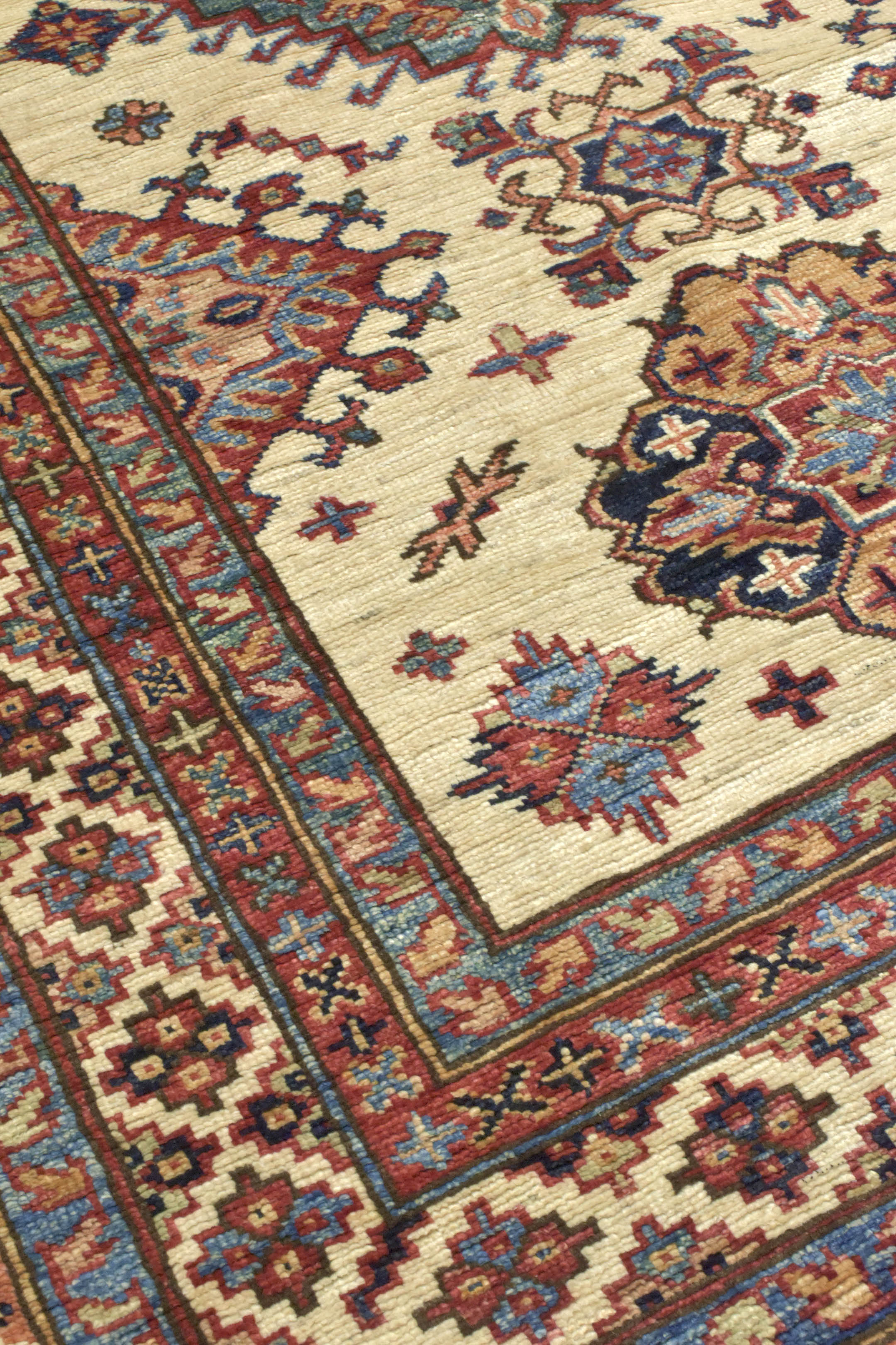 Cream Afghan Super Kazak Wool Rug 161cm x 106cm