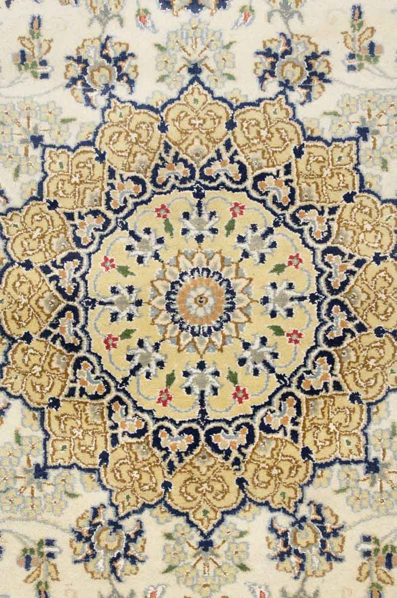 Cream Fine Nain Jaipur  Silk n Wool Rug 177cm x 246cm