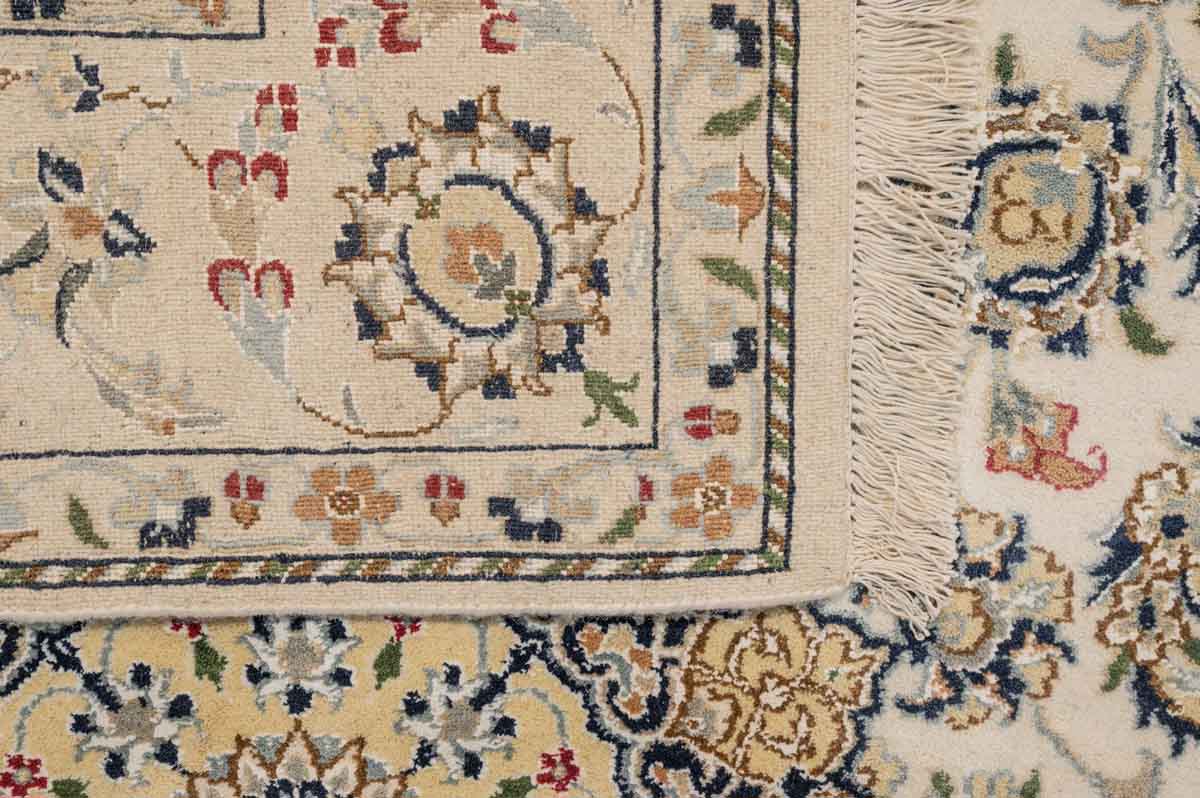 Cream Fine Nain Jaipur  Silk n Wool Rug 177cm x 246cm